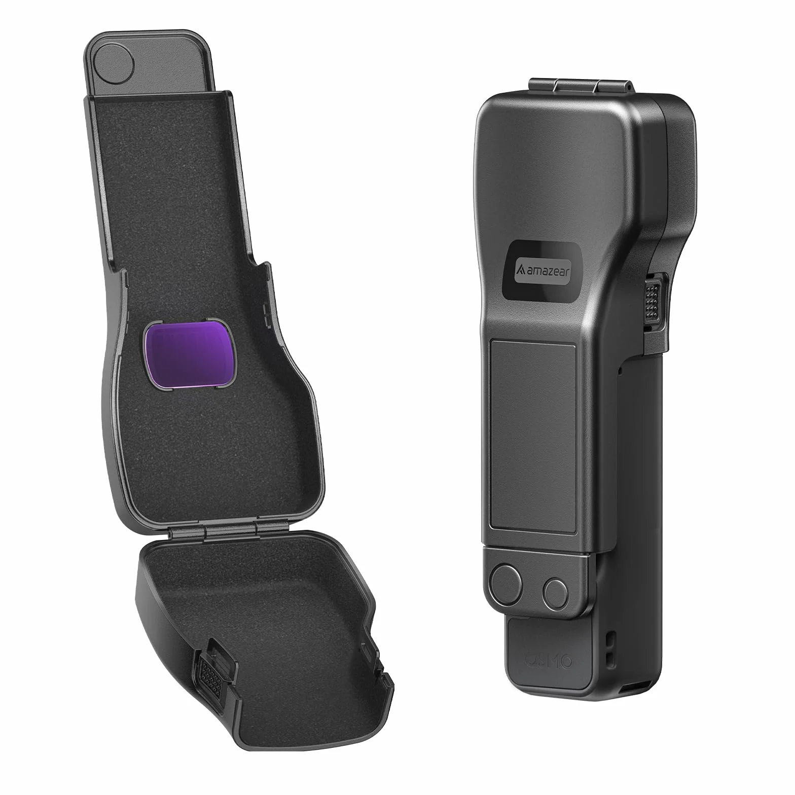 Amazear Pokrywka Ochronna Obiektywu Gimbala dla DJI Osmo Pocket 4/3, Osłona Kamery i Ekranu, Miękka Wewnętrzna Twarda Obudowa, Czarna