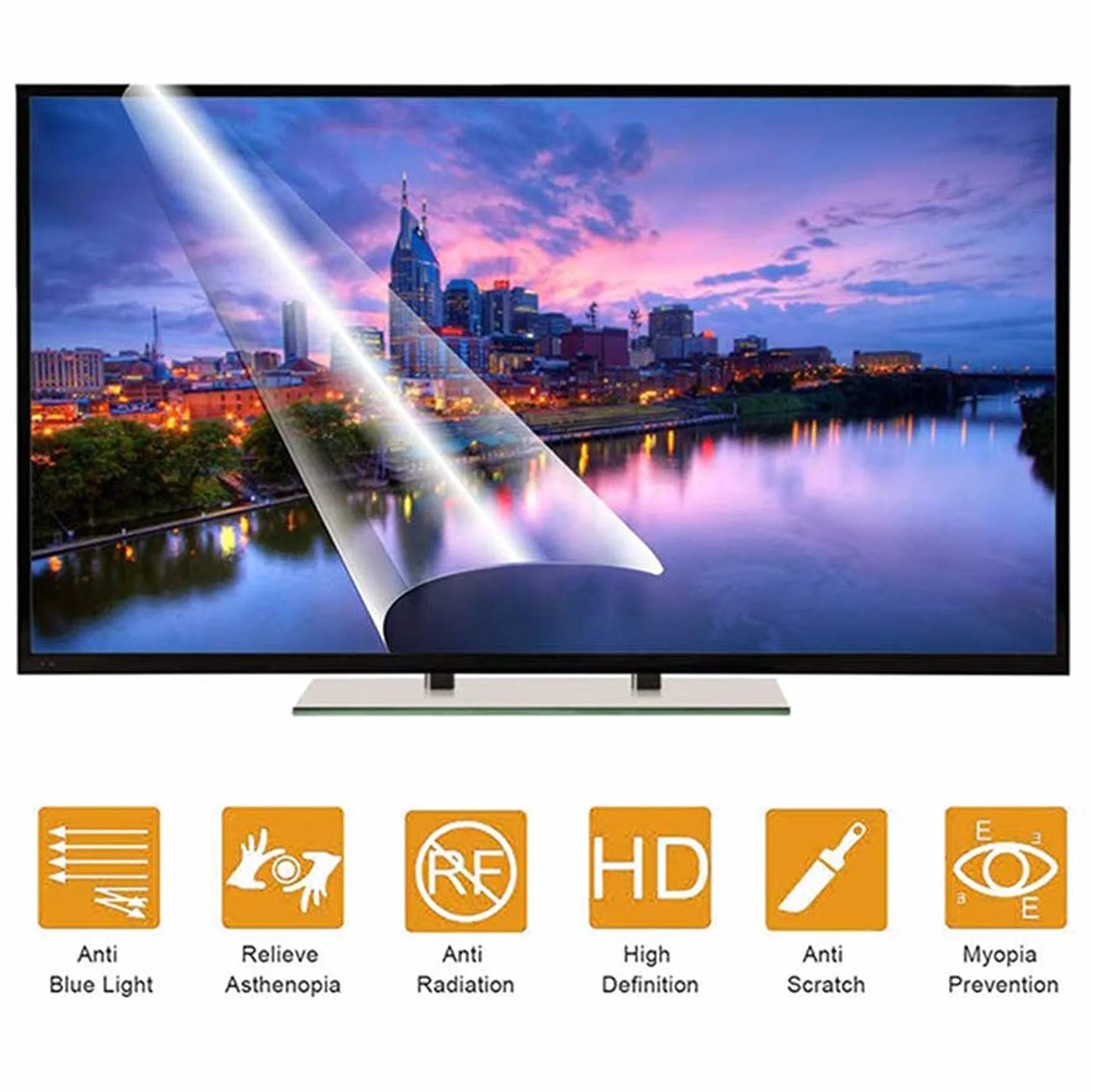 WLWLEO Ochrona ekranu przed niebieskim światłem folia ochronna do telewizora filtr przeciwodblaskowy ultra przezroczysta matowa folia do monitorów 32-75 cali, łagodzi zmęczenie oczu, chroni wzrok, 42 cale 917 × 516 mm