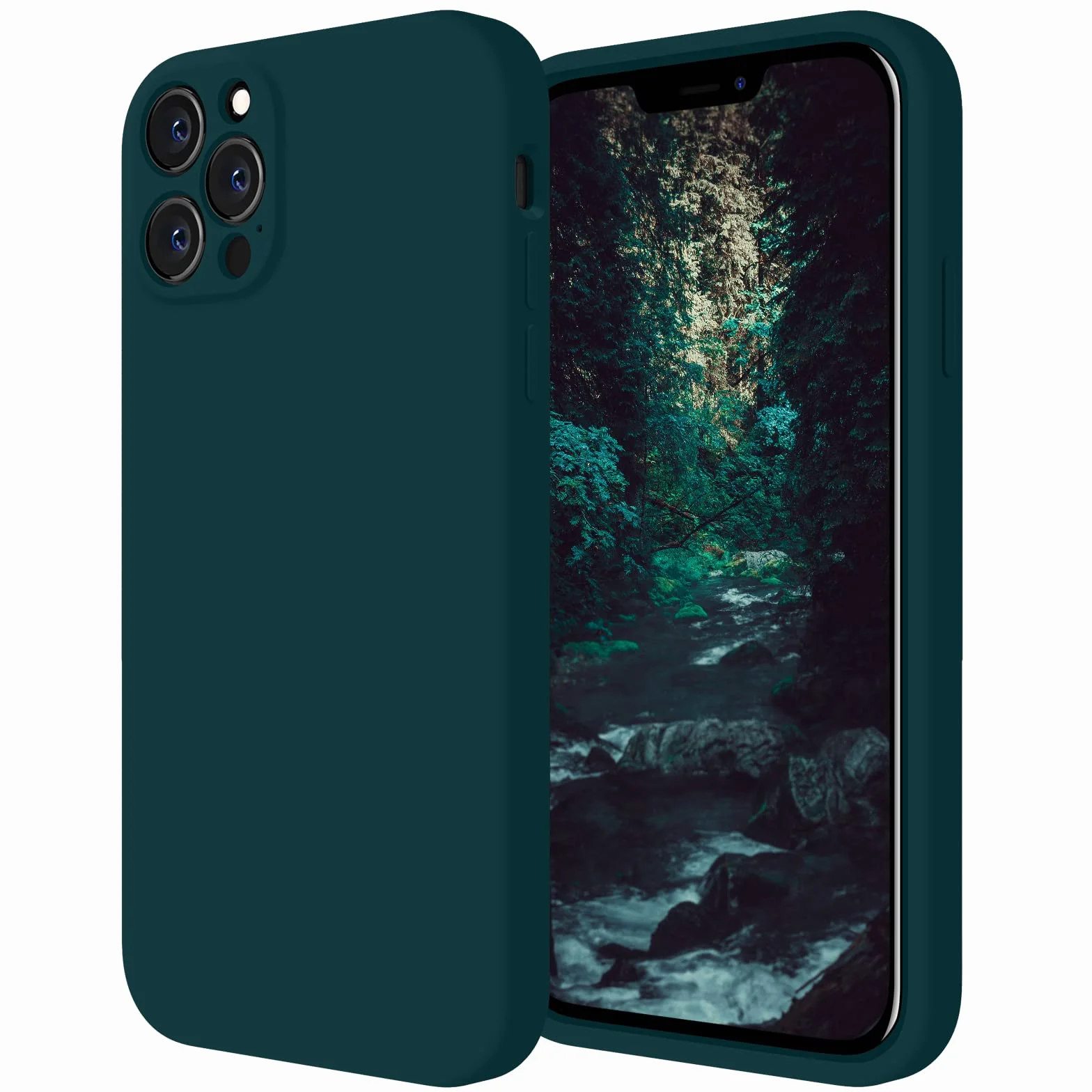 FireNova Kompatybilne z etui na iPhone'a 12 Pro, [wbudowana osłona aparatu] silikonowe, odporne na wstrząsy ochronne etui na telefon z miękką wyściółką z mikrofibry, 15.5 cm, turkusowe
