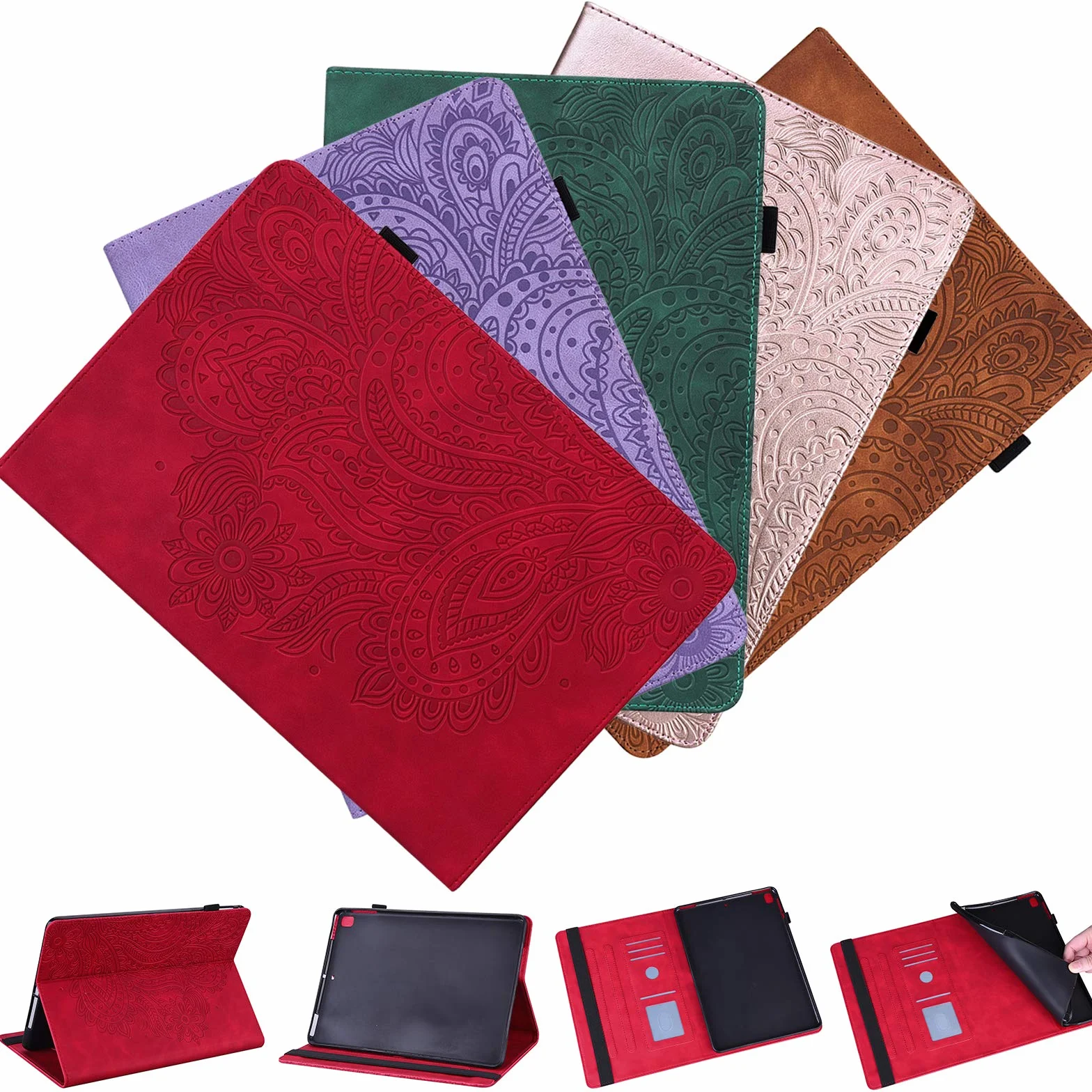 Etui Samsung Galaxy Tab A6 10.1 SM-T580/T585 Flip Cover PU Skórzane z Folii i Rysikiem Czerwone