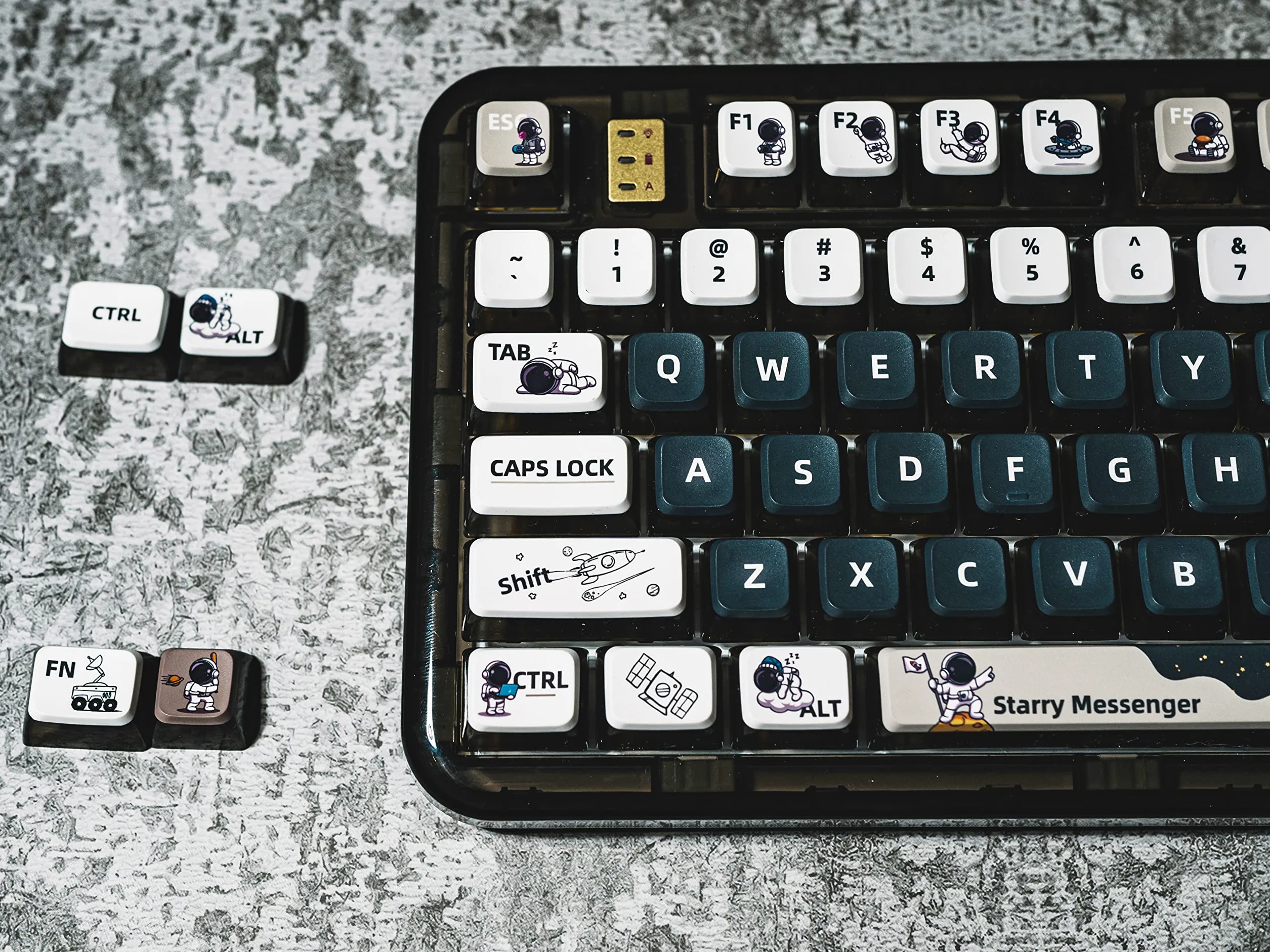 Nasadki klawiszy PBT Pudding, klawisze z motywem astronauty, zestaw nasadek klawiszy sublimacyjnych, profil ASA niestandardowe nasadki klawiszy do klawiatury mechanicznej Cherry Gateron MX Switch