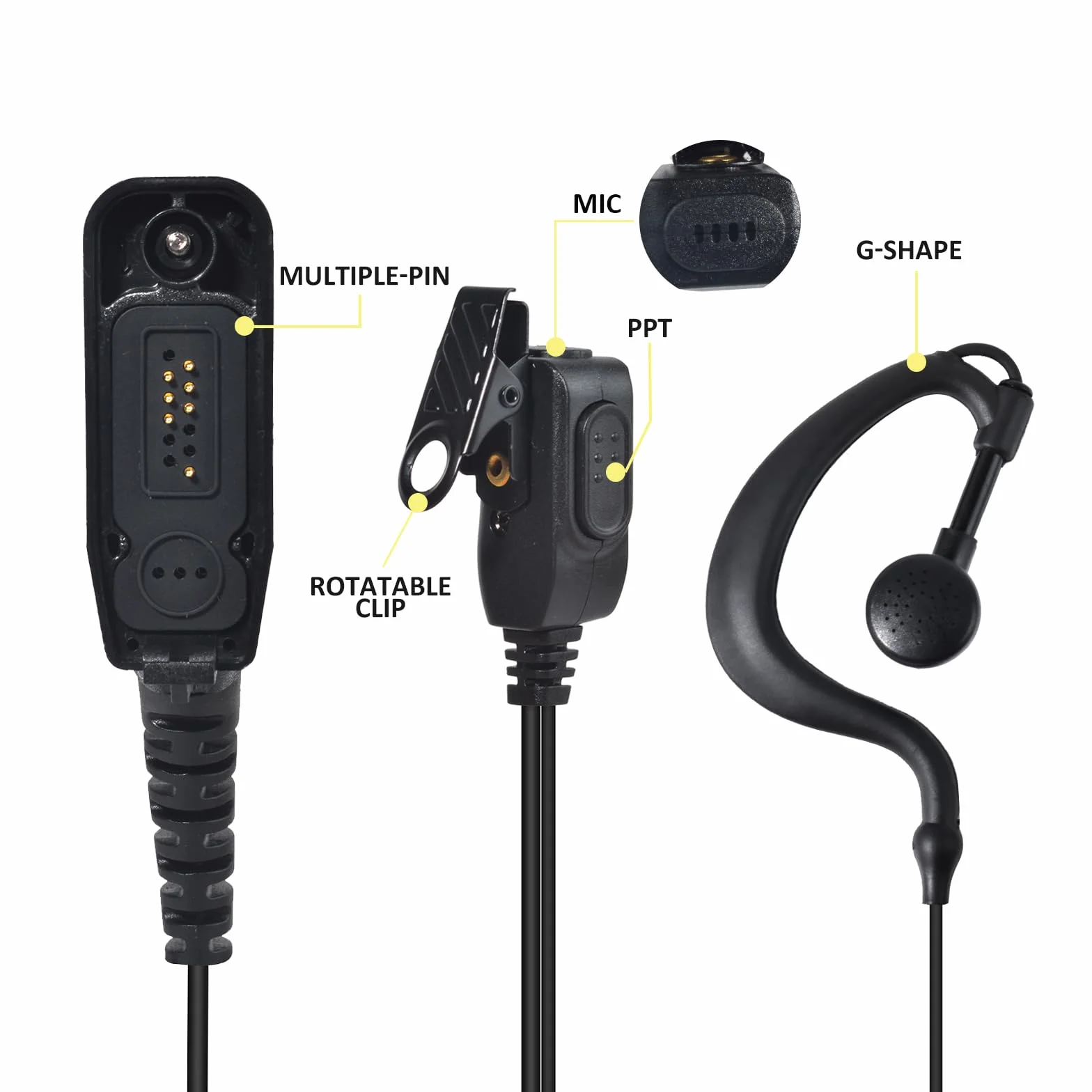 UAYESOK Słuchawki Walkie Talkie w kształcie G do wielu pinów, zestaw słuchawkowy radiowy policyjny z mikrofonem PTT, do Motorola DP3400 DP3401 DP3600 DP3601 DP4400 DP4800 DP4801 dwukierunkowe radio