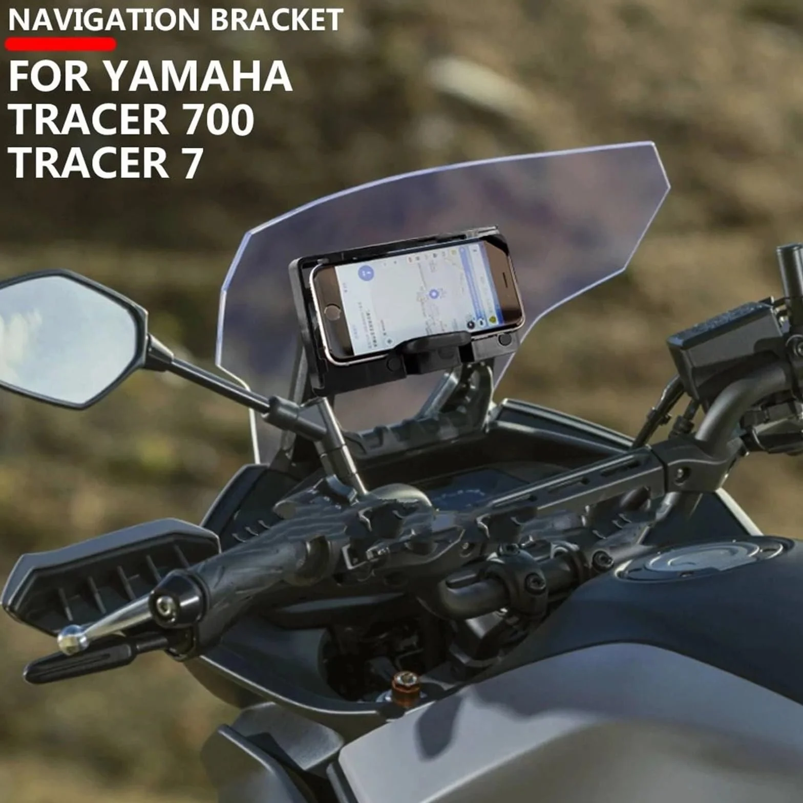 Pasuje do YAMAHA Tracer 700 Tracer 7 GT 2016-2022 GPS SMARTFON Nawigacja GPS na szybę przednią Uchwyt adaptacyjny(12mm 22mm)