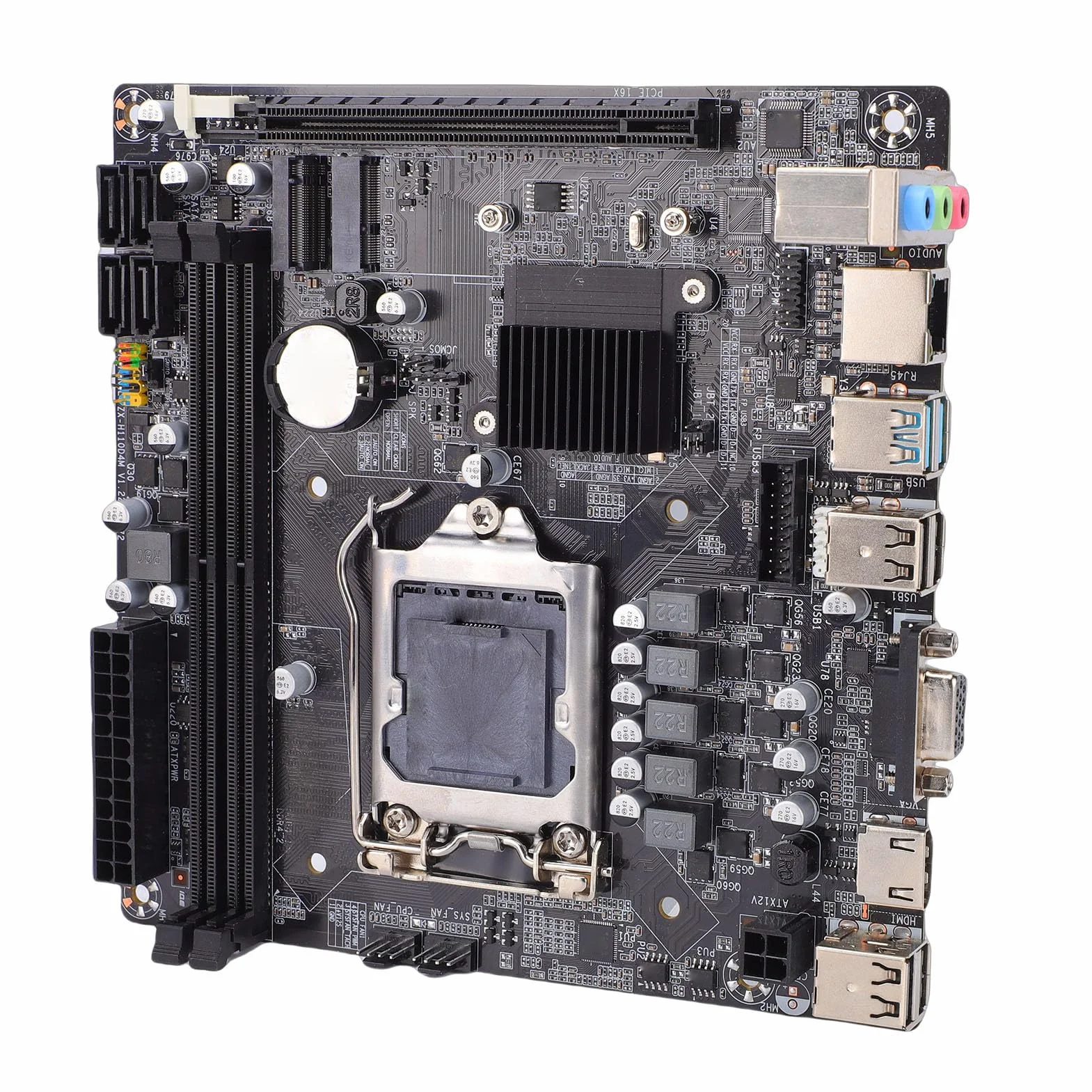 Sxhlseller Płyta główna do gier H110, płyta główna komputera LGA 1151 Mini ITX z DDR4 2133 2400 2666 MHz M.2 NVMe PCIe X16, do procesorów Core I7 I5 Pentium Celeron 6, 7 i 8