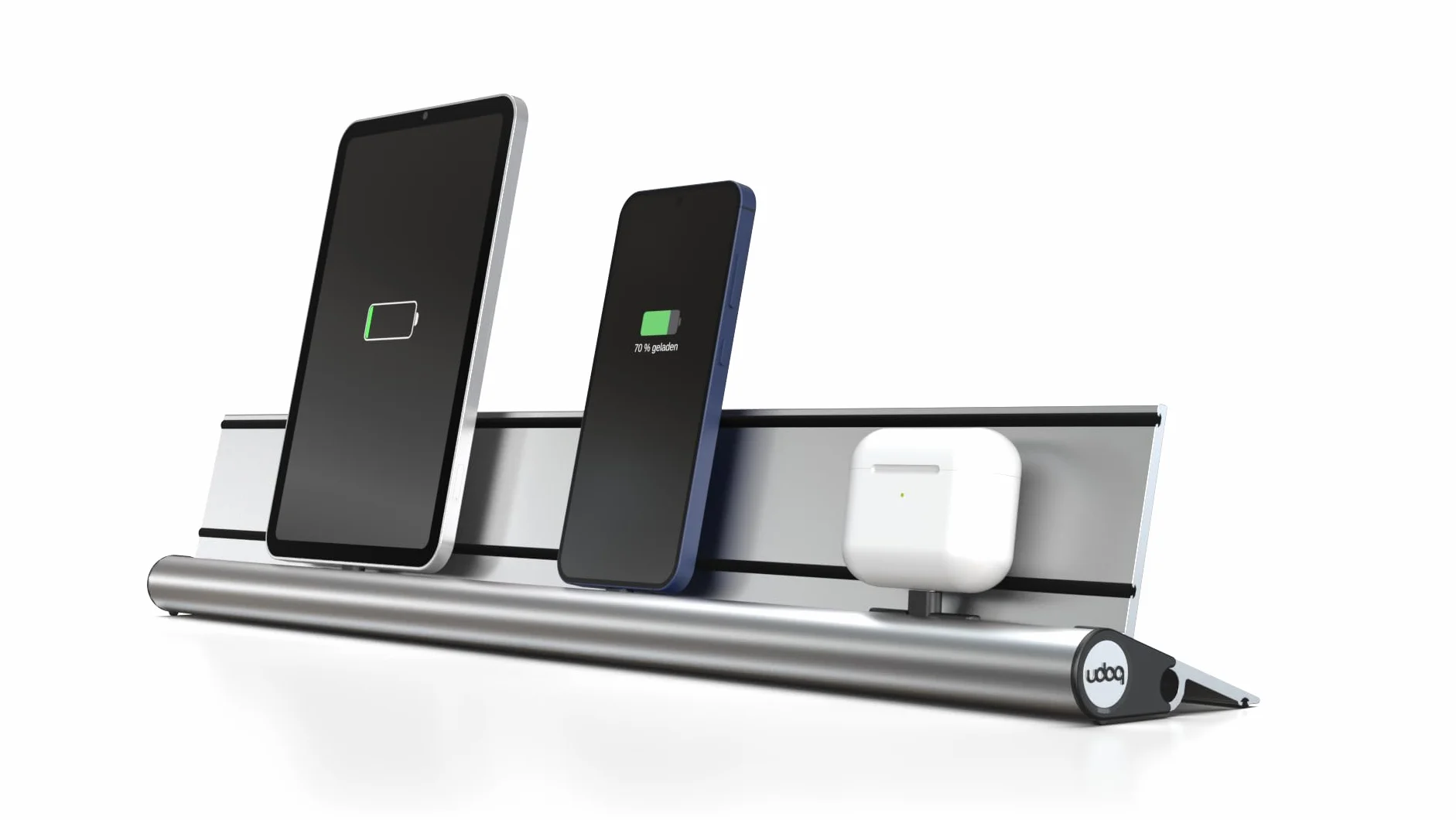 udoq Stacja ładująca 550 USB-C z aluminium z 3 miejscami ładowania i szybkim ładowaniem 68 W, modułowy zestaw startowy z możliwością rozszerzenia, hub ładowania do smartfonów i urządzeń mobilnych