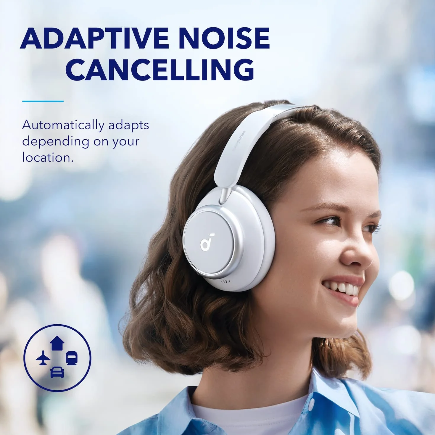 Soundcore Space Q45 (odnowiony) by Anker słuchawki z adaptacyjną redukcją szumów do 98%, 50 godz. odtwarzania, aplikacją, szczegółowym dźwiękiem w wysokiej rozdzielczości, Bluetooth 5.3