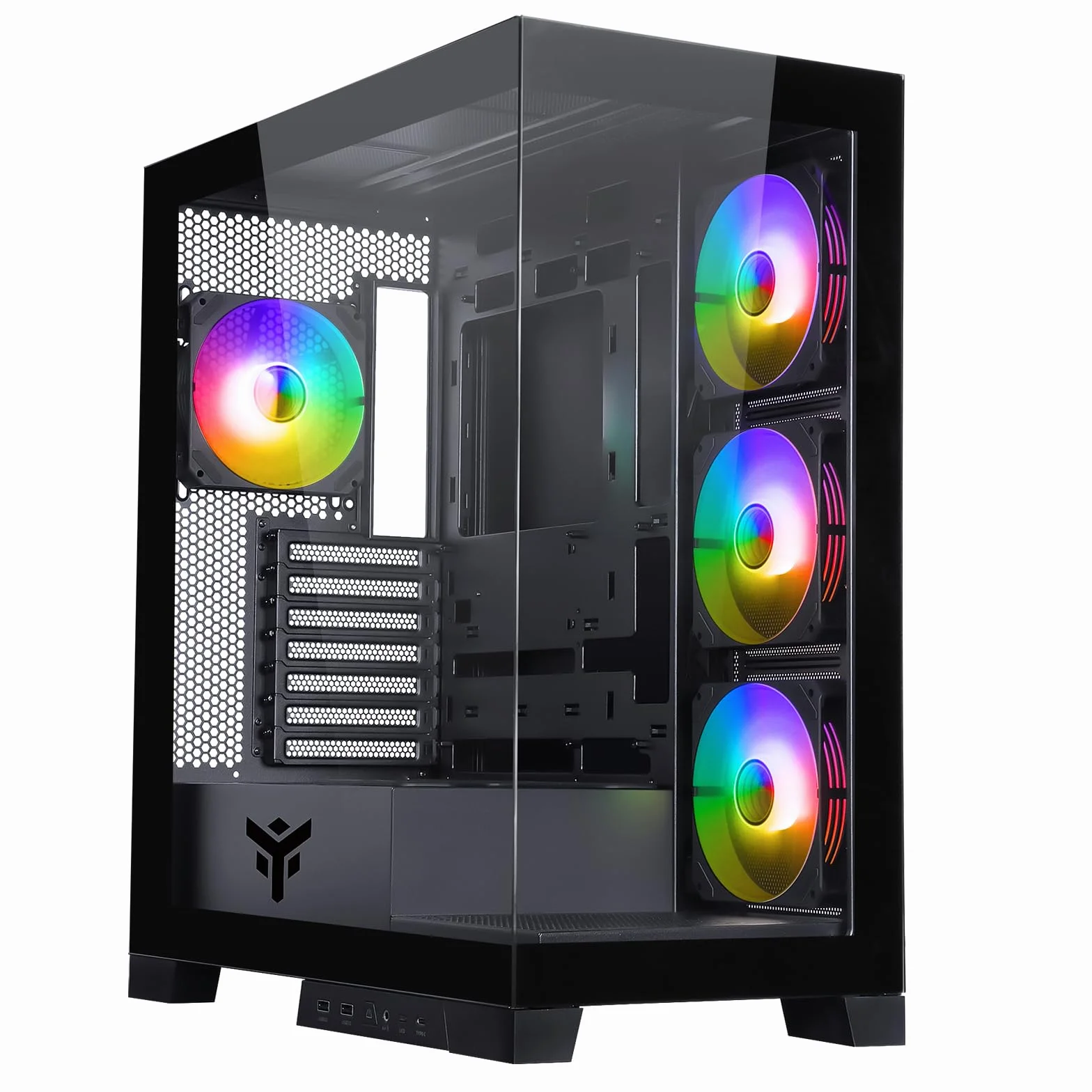 Itek Case SHOWBUI 45B - Gaming Tower, ATX, 4x12cm ARGB wentylator, 2xUSB3, Type-C, Side & Front Panel Temp Glass