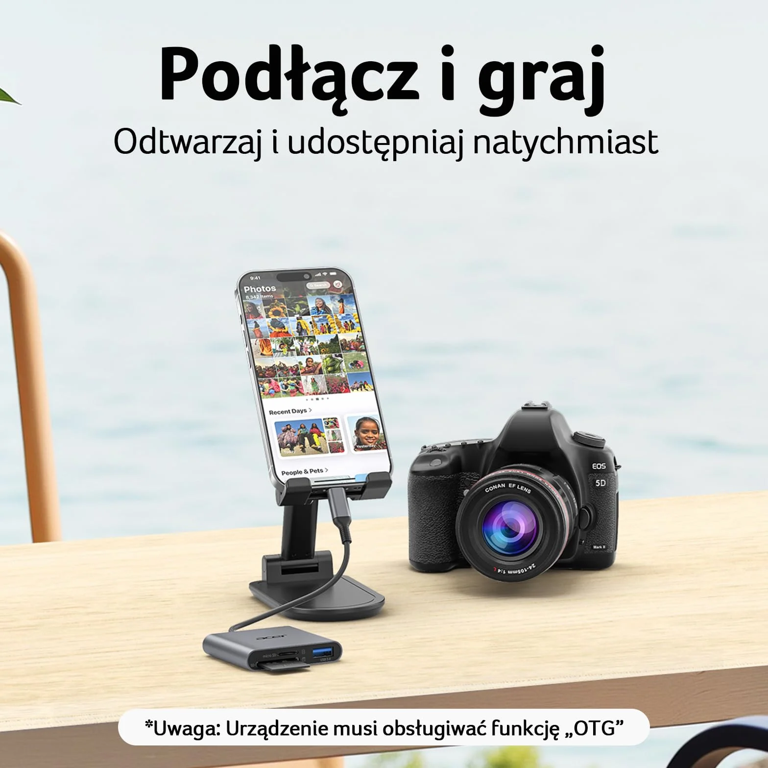 Acer Czytnik kart SD USB 3.0 Adapter 3 w 1 USB C Aluminium karta pamięci TF UHS-I SDXC SDHC MMC RS-MMC do iPhone 16 15 MacBook Pro Air iPad Pro Android Galaxy S24
