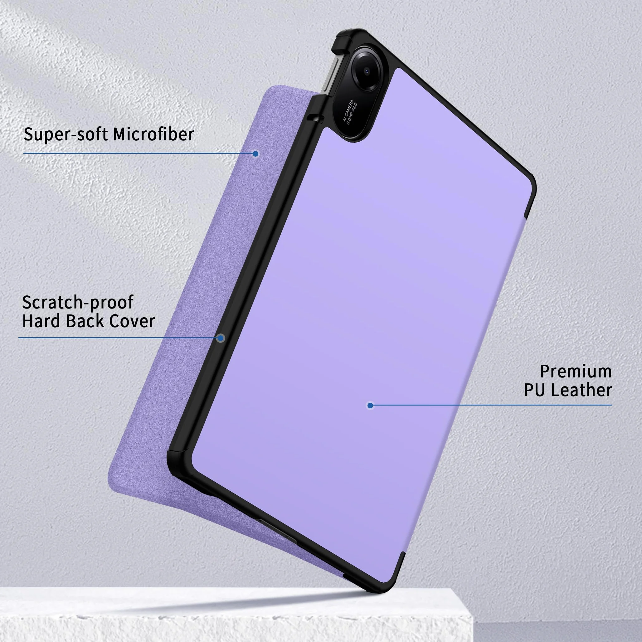 Etui do Xiaomi Redmi Pad 2 11 cali, ochronne, ultra cienka skóra poliuretanowa, stojak, automatyczne wygaszanie (fioletowe)