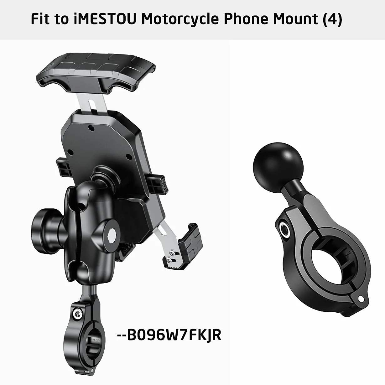 iMESTOU Aluminiowy adapter do montażu kulowego 2,5 cm, pasuje do kierownicy o średnicy 2,2 cm - 3,2 cm lub drążka lusterka wstecznego, kompatybilny z uchwytami do telefonu RAM z gniazdem kulowym 1