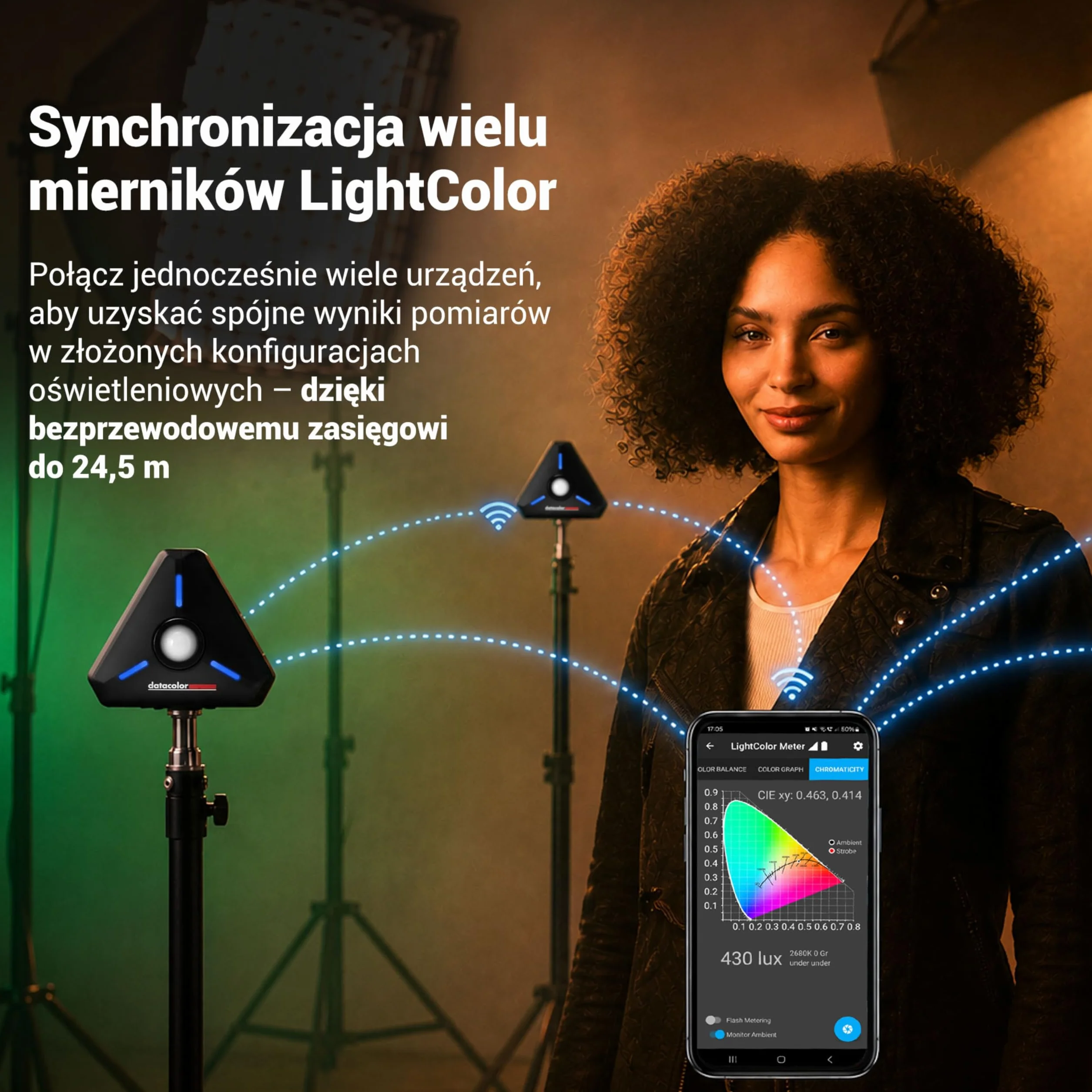Datacolor LightColor Meter - Miernik światła i temperatury barw z obsługą Bluetooth do zdjęć, wideo i kina - Stałe przesyłanie danych w czasie rzeczywistym - przenośny, kompaktowy, odporny na upadki