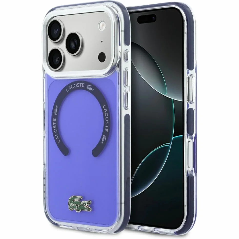 CG MOBILE Lacoste Shockproof przezroczyste etui kompatybilne z MagSafe do iPhone 17 Pro Max (granatowe)