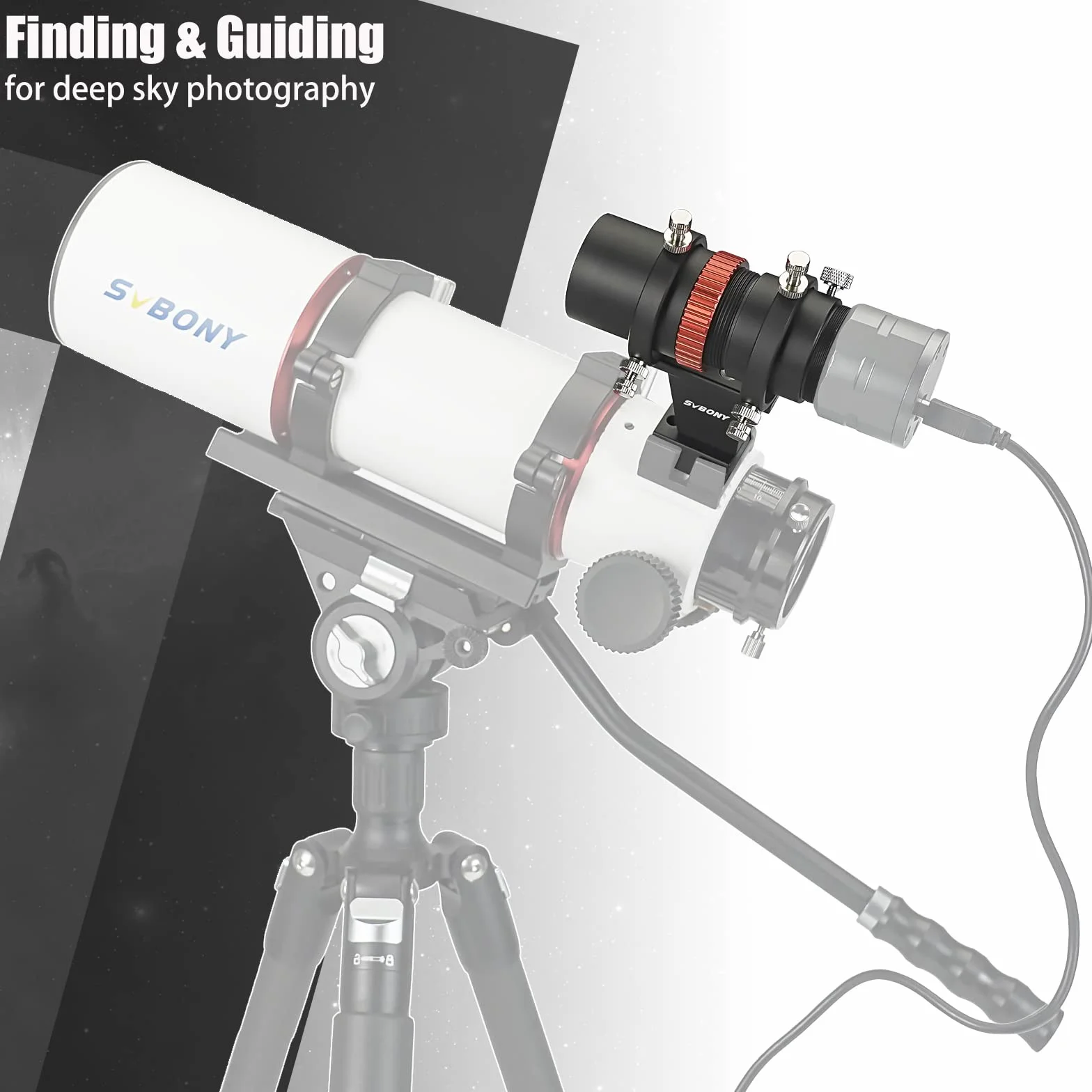 Svbony SV165 Mini Guide Scope 40F4, 1,25 Cala Powłoka FMC | ze Spiralnym Focuser Wyrównanie Współosiowe Regulowane, Obróbka CNC ze Stopu, Kompatybilny z ZWO QHY Auto Guide Camera