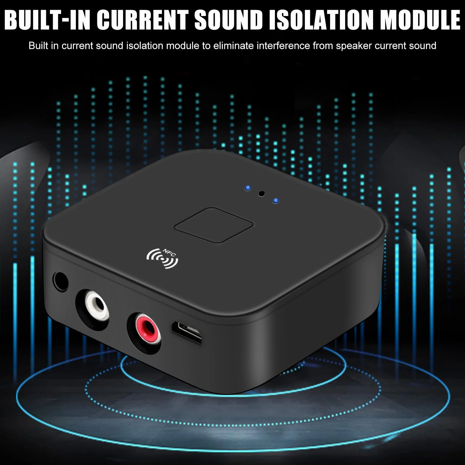 NFC odbiornik Bluetooth 5.0, adapter audio Bluetooth do systemu stereo, HiFi bezprzewodowy adapter audio, odbiornik z gniazdem AUX 3,5 mm AUX cinch do produktów cyfrowych z funkcją Bluetooth/NFC