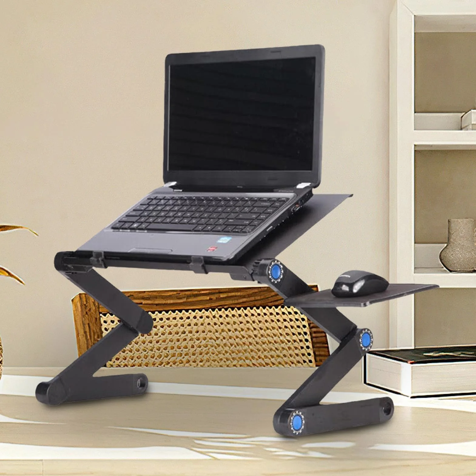 Składane biurko na laptopa do łóżka, przenośny stolik na laptopa z podkładką pod mysz i klipsem, regulowany stojak na laptopa do domowego biura, nauki, gier, oszczędność miejsca