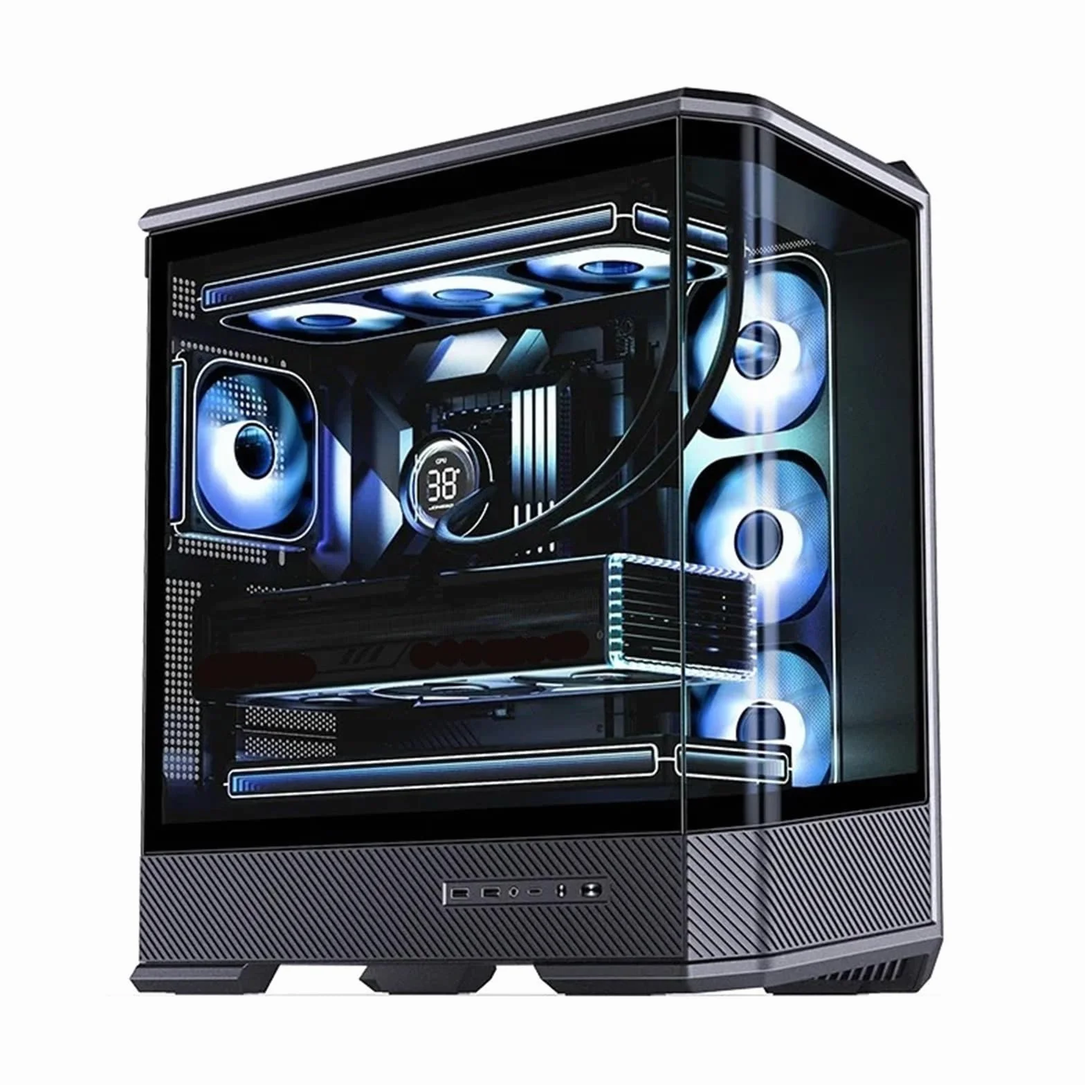 Obudowa D400 ATX Seaview Room (bez kolumny zakrzywione szkło/podwójny grzejnik 360°/zasilacz ATX/10 gniazd wentylatora/typ c gen2 10 Gb/s +) obudowa