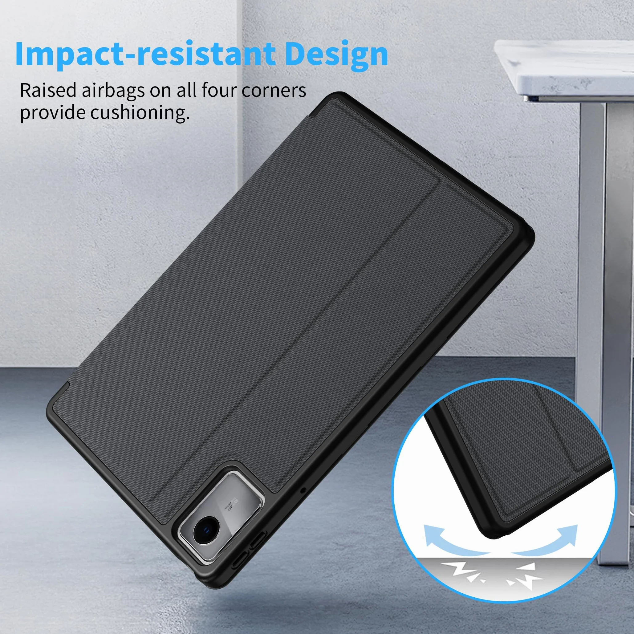 EasyAcc Etui do Lenovo Tab M11 TB330 2024, 11-calowa okładka książkowa Folio ze stojakiem, etui ochronne z funkcją automatycznego uśpienia/budzenia, czarny