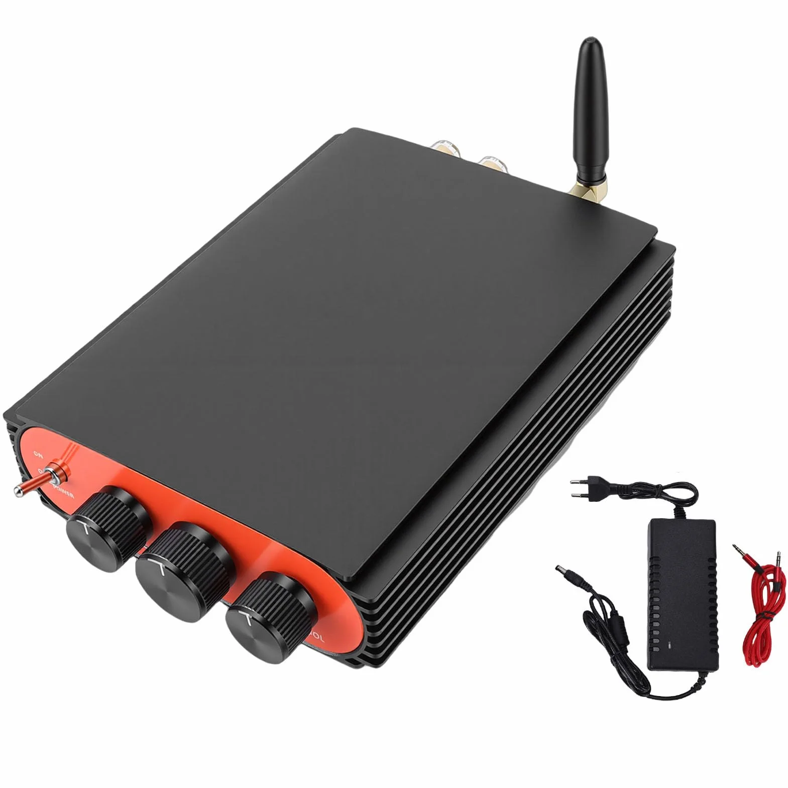 Wzmacniacz Cyfrowy BT 5.3, Dwukanałowy Wzmacniacz Stereo HiFi o Mocy 600 W z Chipem DSP TPA3255, Porty USB AUX SUB OUT, do Głośników Kina Domowego System Muzyczny (wtyczka UE)