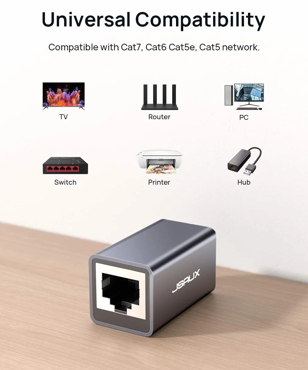 JSAUX Złącze RJ45 LAN Ethernet kabel łącznik 3 sztuki do Cat7 Cat6 Cat5e Cat5