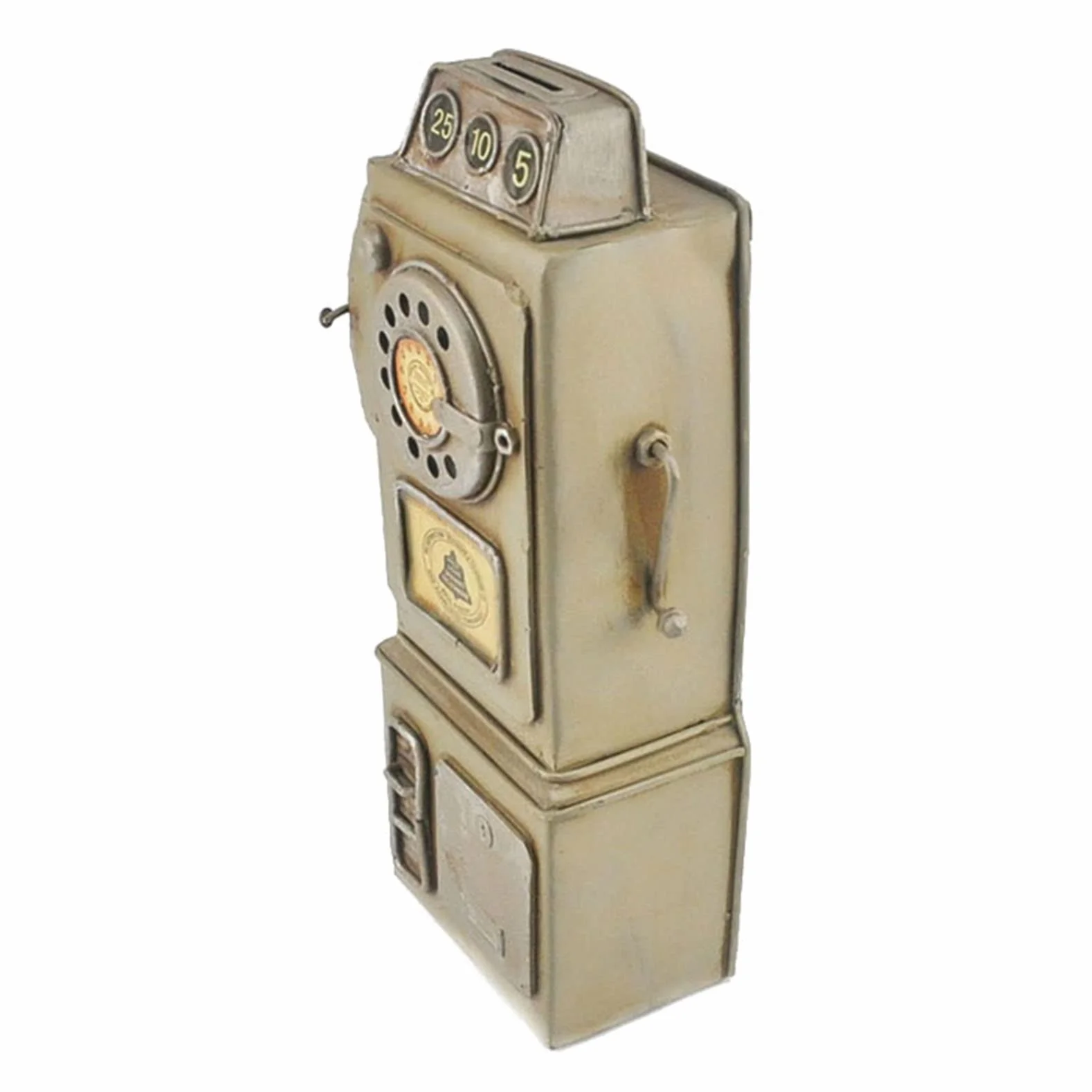 Retro telefon naścienny, antyczny metalowy telefon z obrotową tarczą do domu, biura, kawiarni, baru, figurka