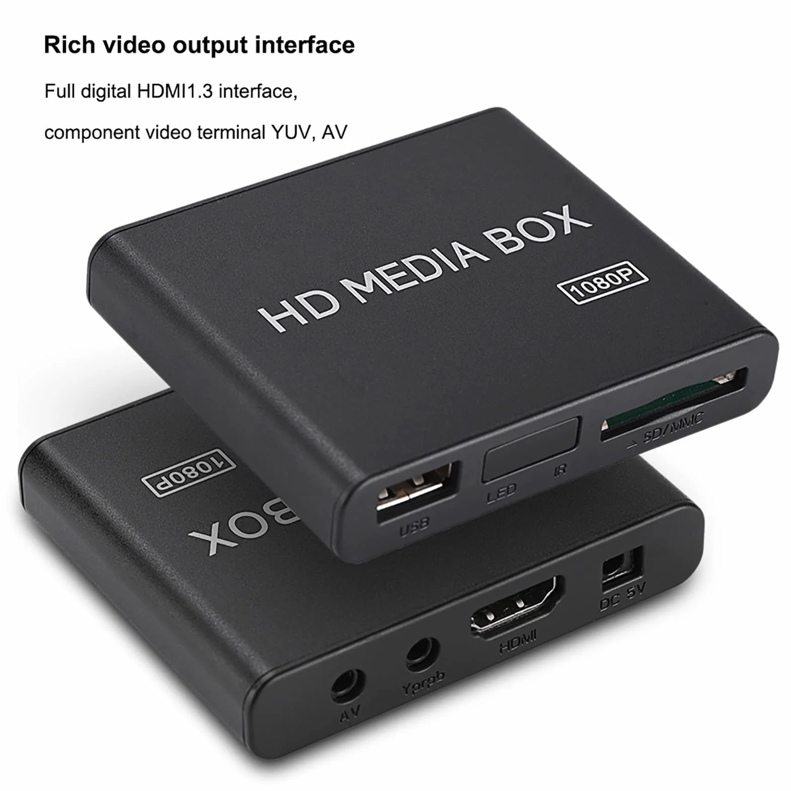 Odtwarzacz Multimedialny Full HD Mini Box 1080P Obsługa USB MMC RMVB MP3 AVI MKV, Mały Rozmiar, Bogaty Interfejs Wyjściowy Wideo, Piękny Wygląd, Obsługa Wielu Formatów HD