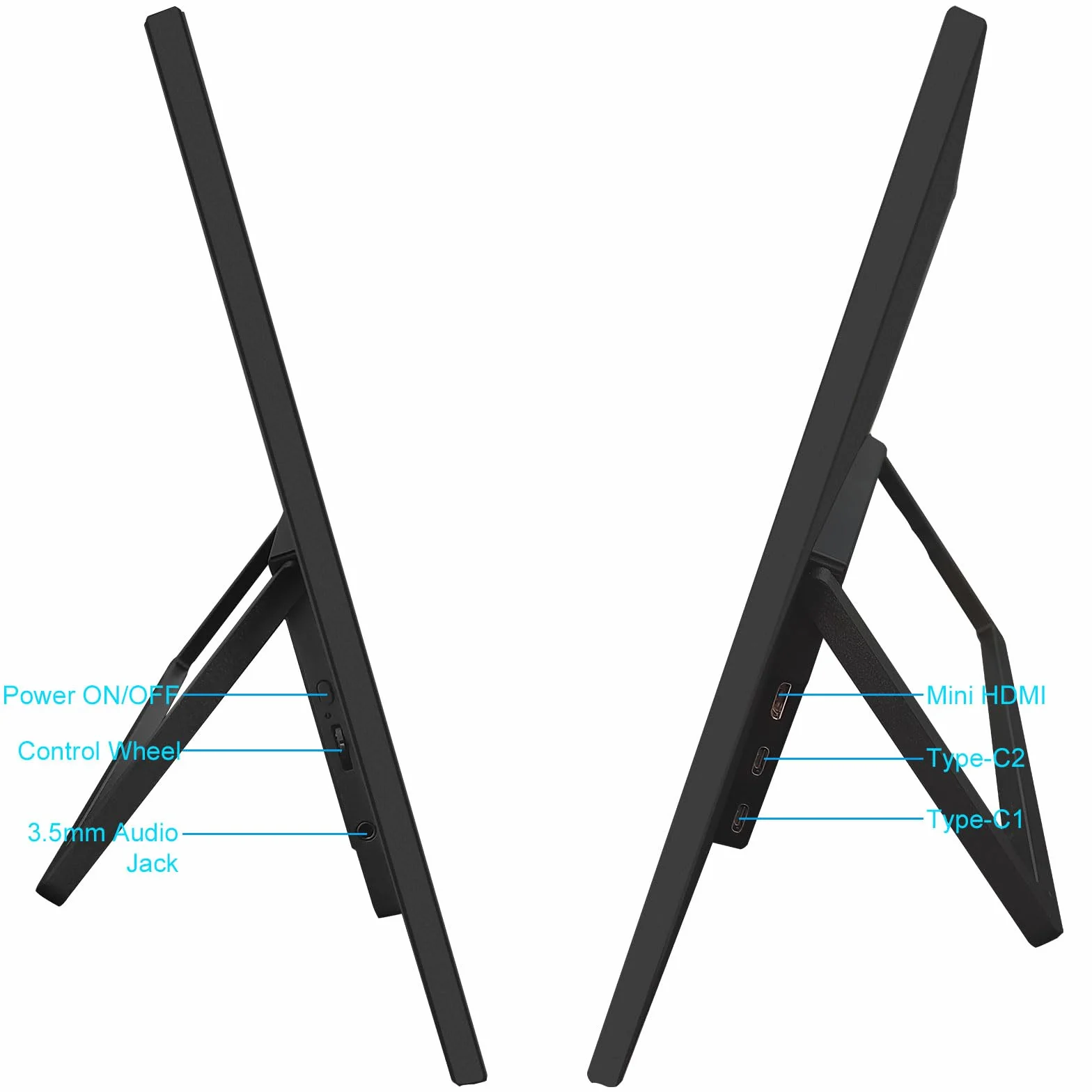 CYCLUS Przenośny monitor 21,5 cala 120 Hz przenośny monitor 1920 x 1080 Full HD IPS Wbudowany ekran obsługuje HDMI USB C do laptopa Konsola do gier, kompatybilny z VESA
