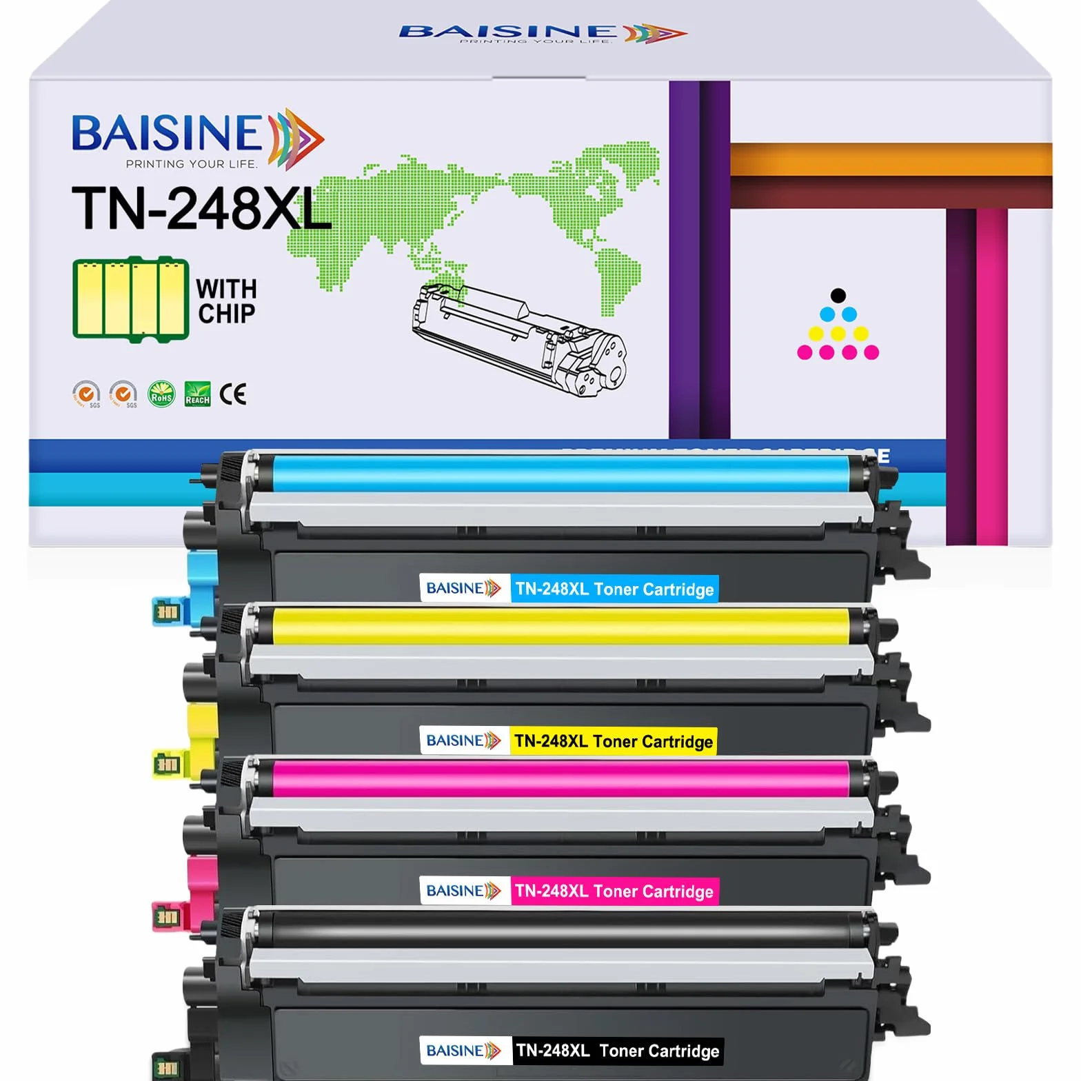 BAISINE TN-248XL TN248XL kompatybilny z Brother TN248XL TN-248XL Toner do HL-L3220CW HL-L3220CWE DCP-L3520CDW DCP-L3520CDWE DCP-L3560CDW MFC-L3740CDWE MFC-L3740CDW MFC-L3760CDW MFC-L3760CDW