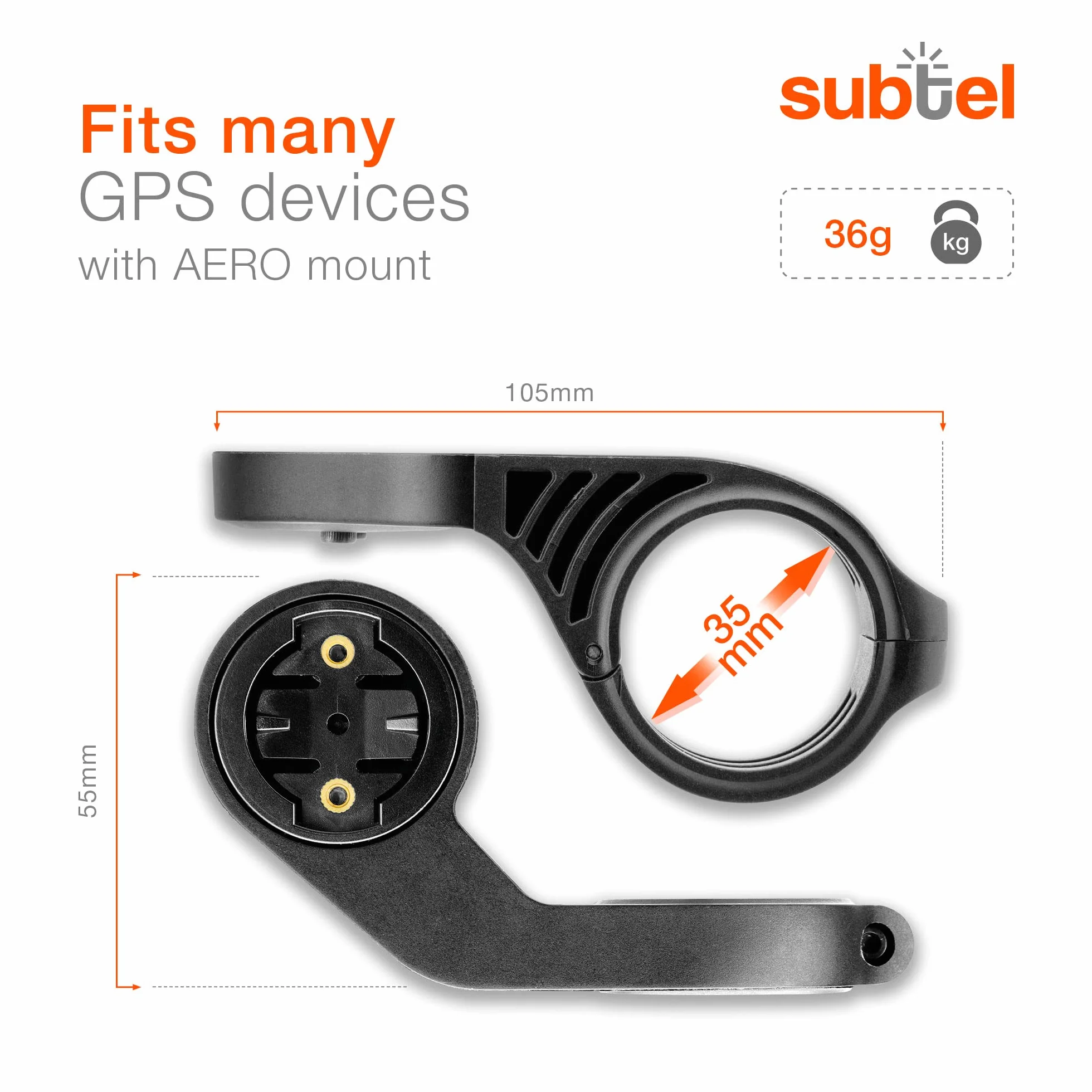 subtel® Uchwyt na kierownicę kompatybilny z Sigma Sport ROX 12.0 11.0 7.0 4.0 2.0, regulowany GPS, wspornik montażowy Aero, 25-35 mm, czarny