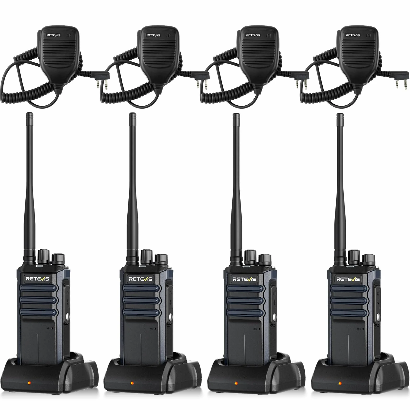 Retevis RT86A Walkie Talkie o Dużym zasięgu, Profesjonalne Radio Dwukierunkowe dla Dorosłych, 2500mAh, Wysokiej Mocy Przenośne Radio do Rozmów Grupowych, Budownictwo, Logistyka i Transport (4 szt.)