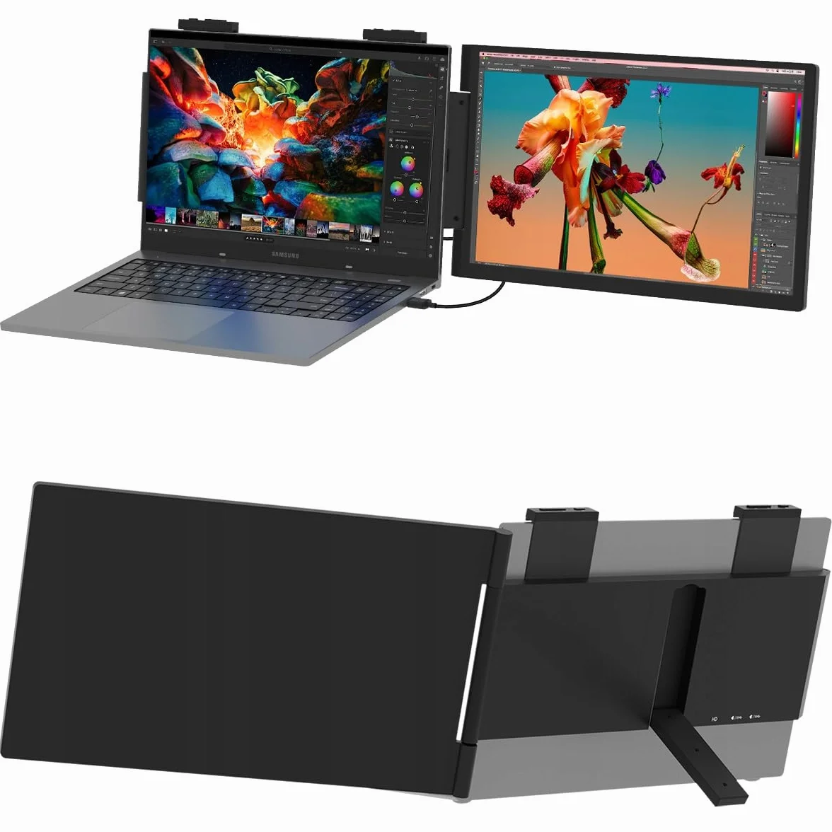 ZEUSLAP Z14P Monitor Przenośny 14" 1920x1080 IPS Slim 16:9 Full HD USB-C i Mini HDMI Ekran Mobilny do Laptopa Smartfona Konsoli Pracy Grania Nauki Rozrywki