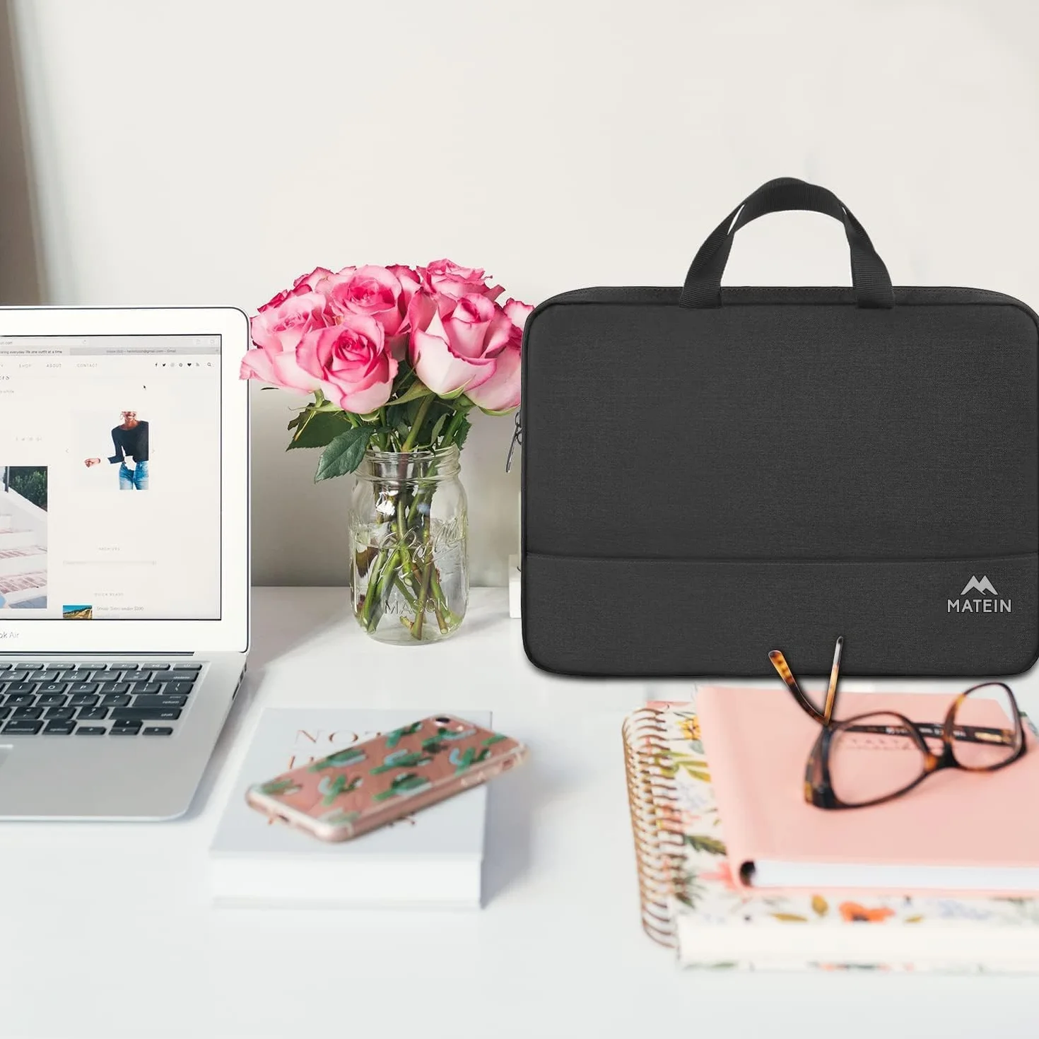 MATEIN Etui na laptopa, wodoszczelna torba na laptopa, etui ochronne z uchwytem, etui na laptopa, 17,3 cala, czarny