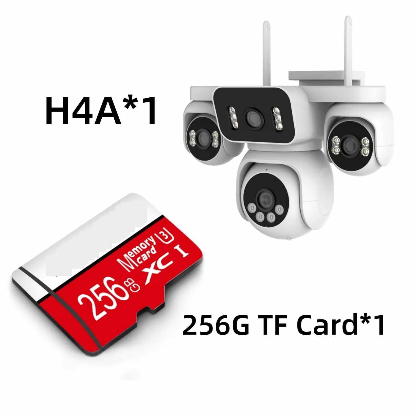 Kamery bezpieczeństwa, Kamera 8MP Z Czterema Obiektywami Wi-Fi Do Użytku Wewnątrz I Na Zewnątrz, Kolorowa, Odporna Warunki Atmosferyczne, Monitoringu IP, Bezpieczeństwa(With 256G Card)