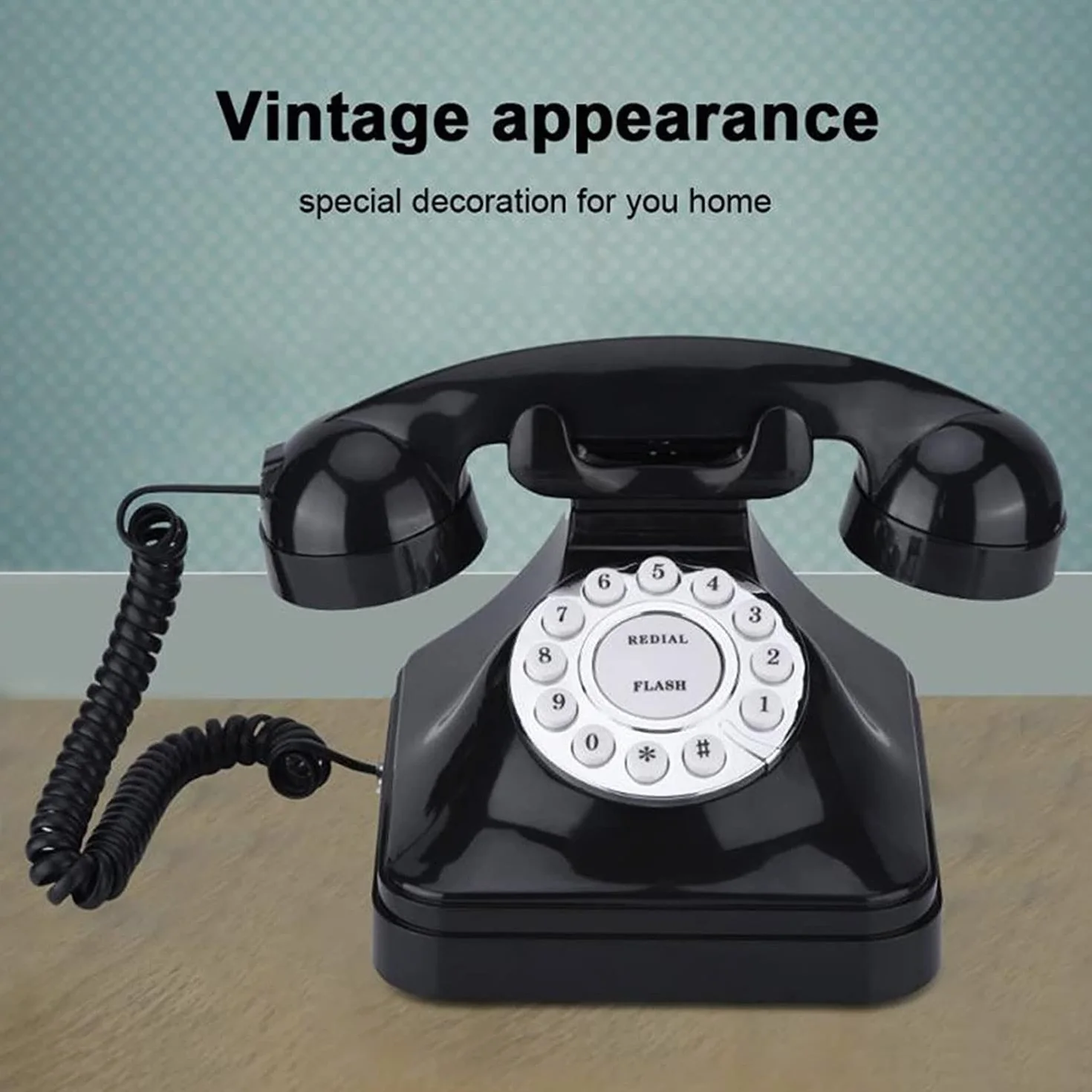 WangXLDD Klasyczny telefon w stylu retro w stylu vintage z przyciskiem staromodny telefon stacjonarny na biurko do domu biura hotelu i baru