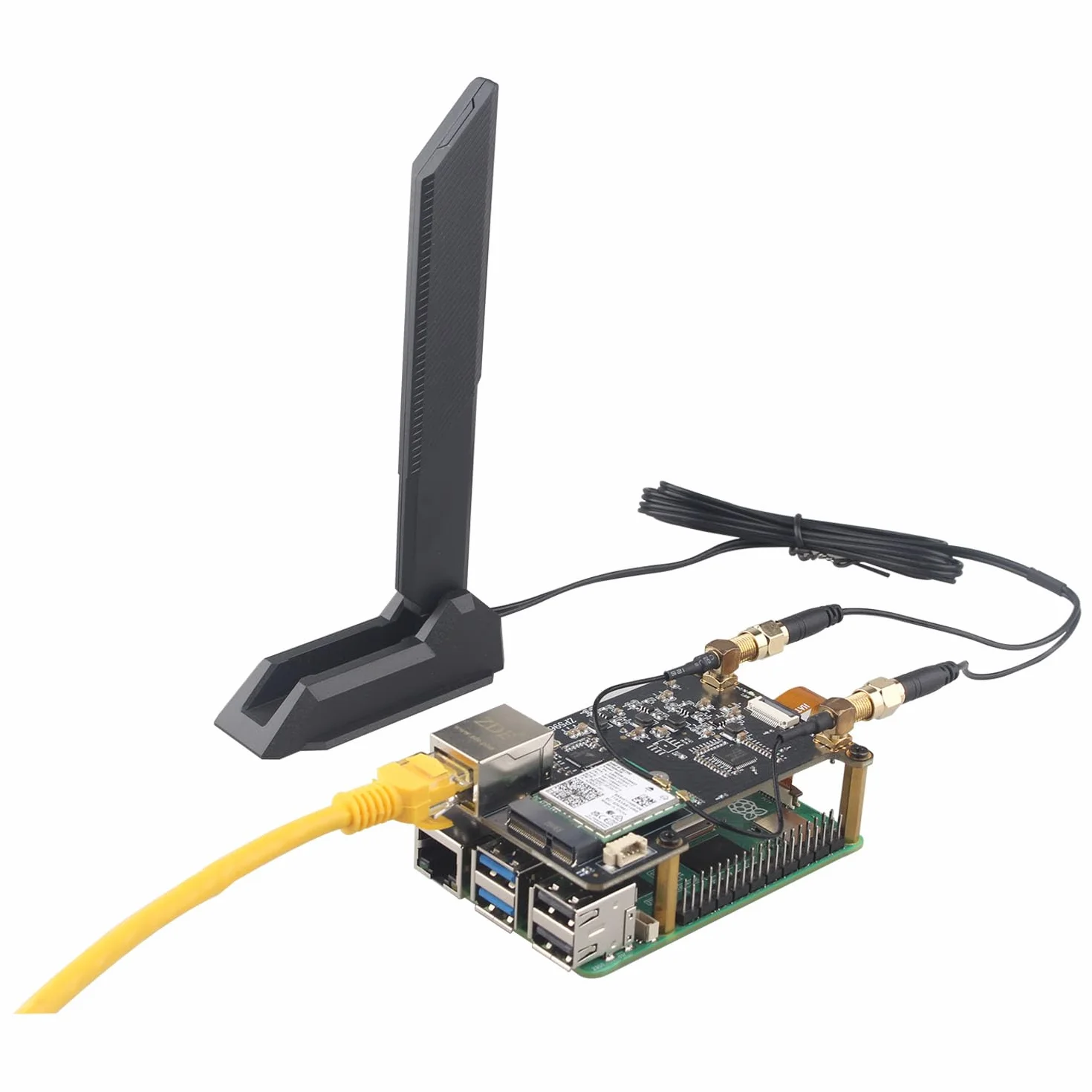 ZDE ZP596C PCIe do M.2 E Key Hat Magnetyczna Antena WiFi7 6 6E 5 PCIe do 2,5G Kapelusz sieciowy Ethernet do Raspberry Pi 5 Wsparcie Google TPU WiFi 7 BE200 WIFI6E AX210 MT7922 WIFI6 AX200