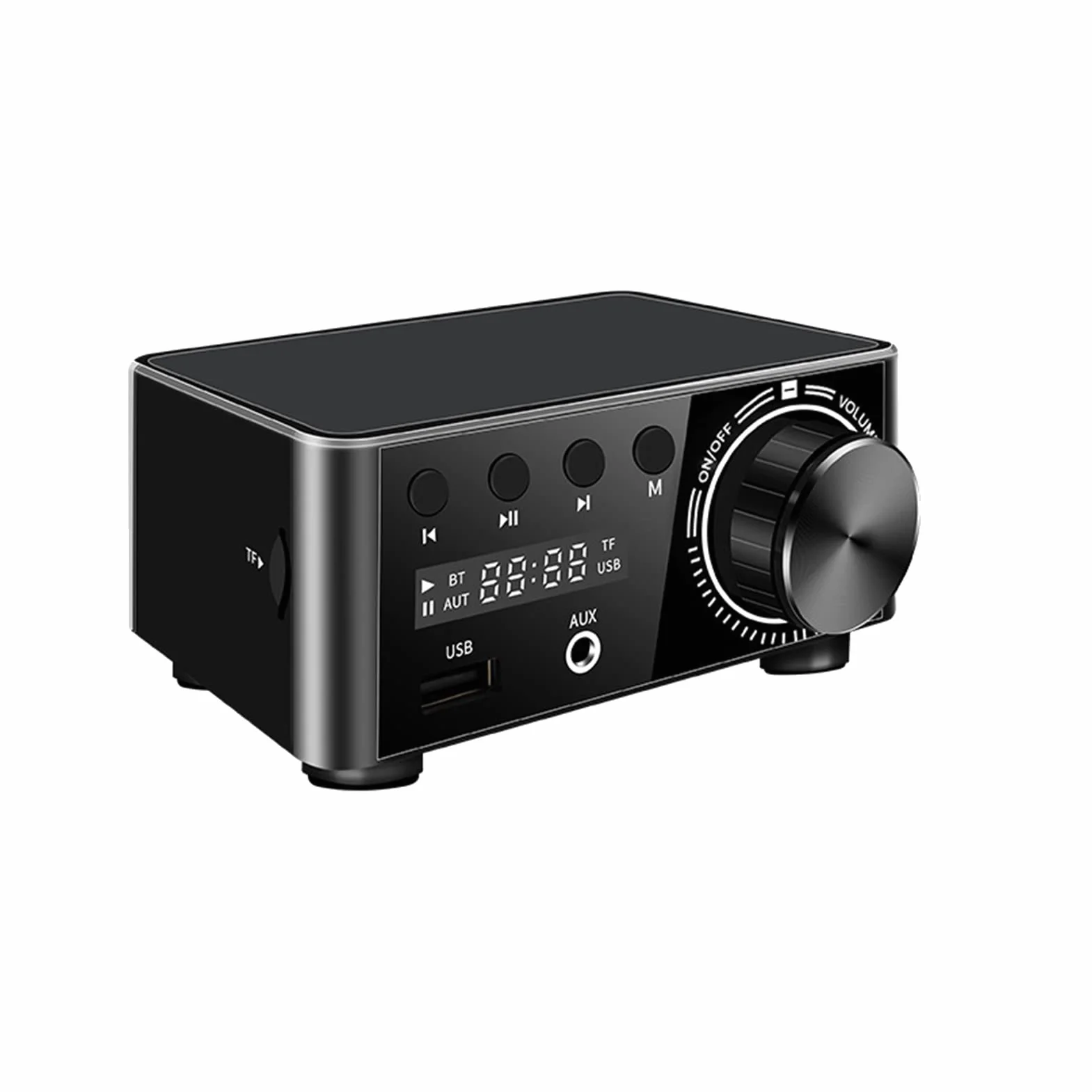 Domary Cyfrowy Wzmacniacz Mocy BT 5.0 2x50W Dwukanałowy System Bezstratny Odbiornik Dźwięku Stereo z Adapterem 12V do Komputera PC Laptop Smartfon Tablet Tablet