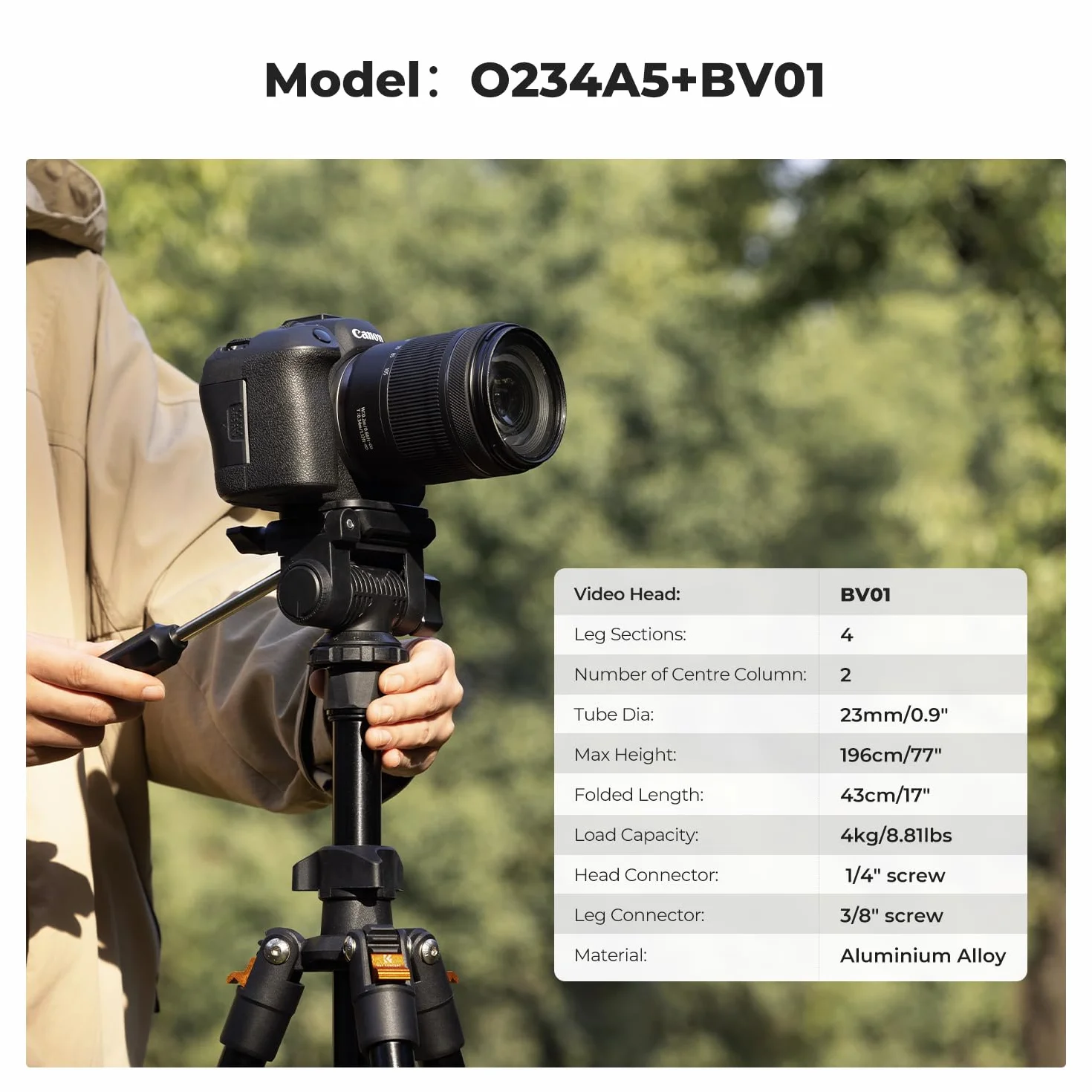 K&F Concept Statyw do aparatu, 196 cm, statyw wideo, nowy lekki statyw podróżny, tripod z 3-drożną głowicą, aluminiowy statyw do lustrzanki cyfrowej, statyw do smartfona z uchwytem na telefon
