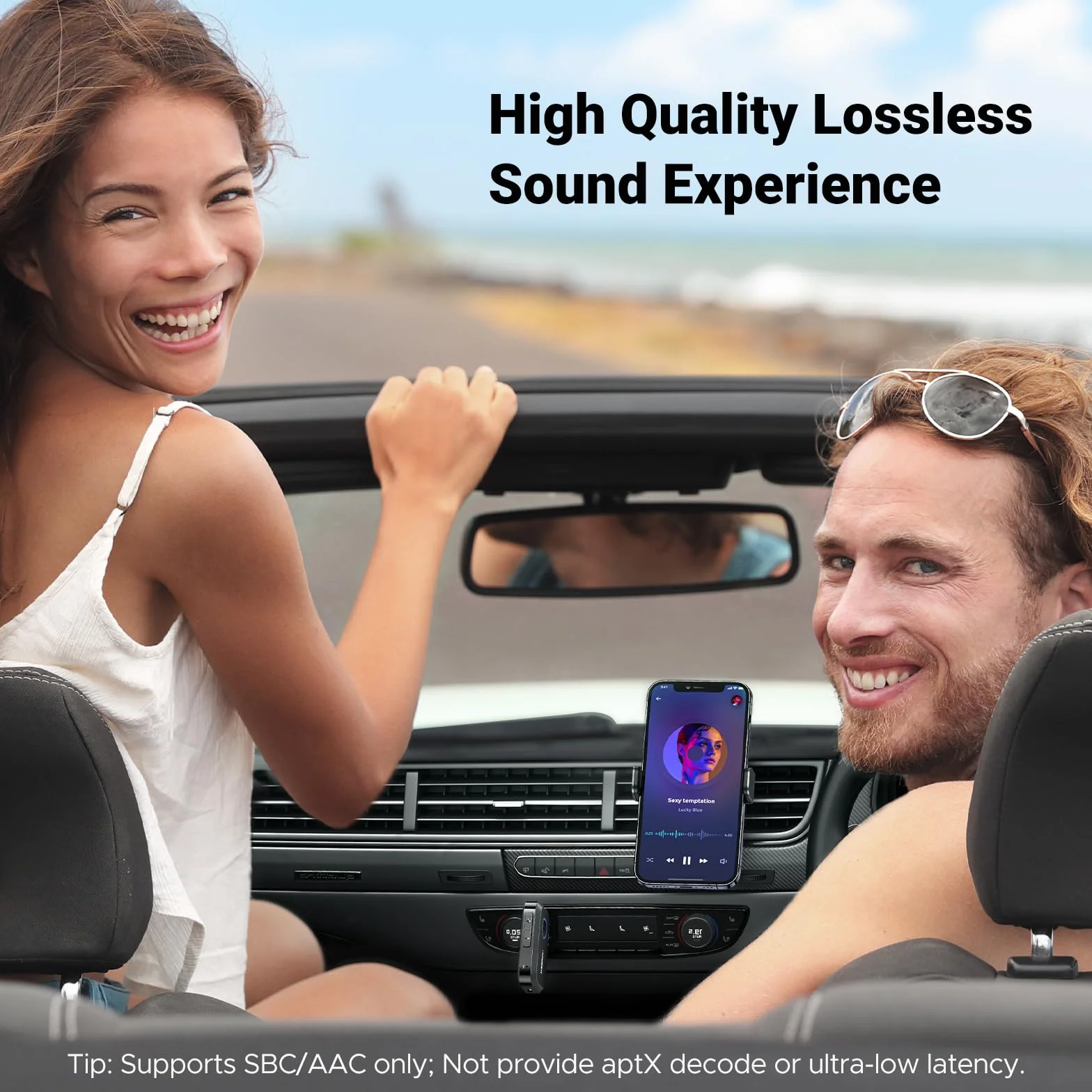 UGREEN Adapter Bluetooth 6.0 Samochodowy z Gniazdem AUX 3.5 mm i Mikrofonem Głośnomówiący Czarny