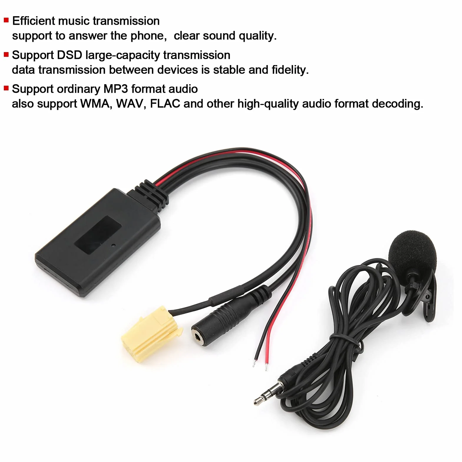 Adapter do Kabla Bluetooth 5.0 AUX Z Wymianą Zestawu Głośnomówiącego Mikrofonu Adapter AUX-In Adapter Samochodowy Audio Dla Fiata 500/dla Grande Punto/dla Qubo/dla Fiorino