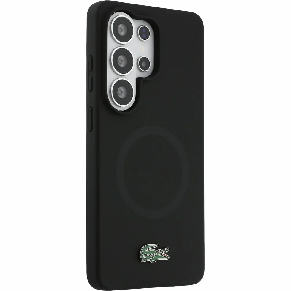 CG MOBILE Lacoste silikonowe metalowe logo krokodyla, kompatybilne z MagSafe etui do Samsung Galaxy S26 Ultra (czarne)