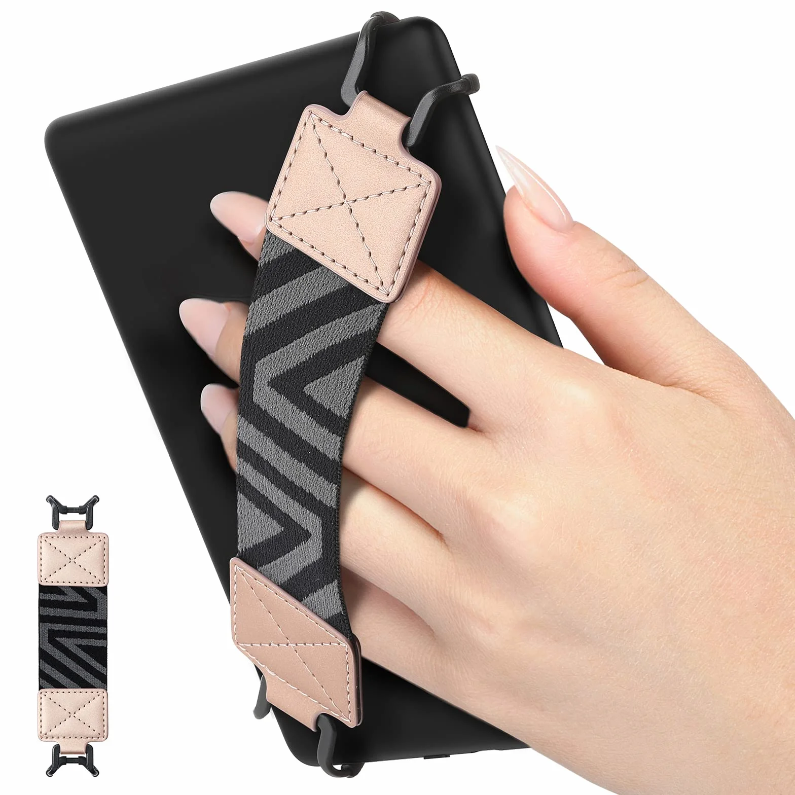 MoKo Security Hand Strap for 6-8 inch Kindle eReaders Fire Tablets, Rose Gold