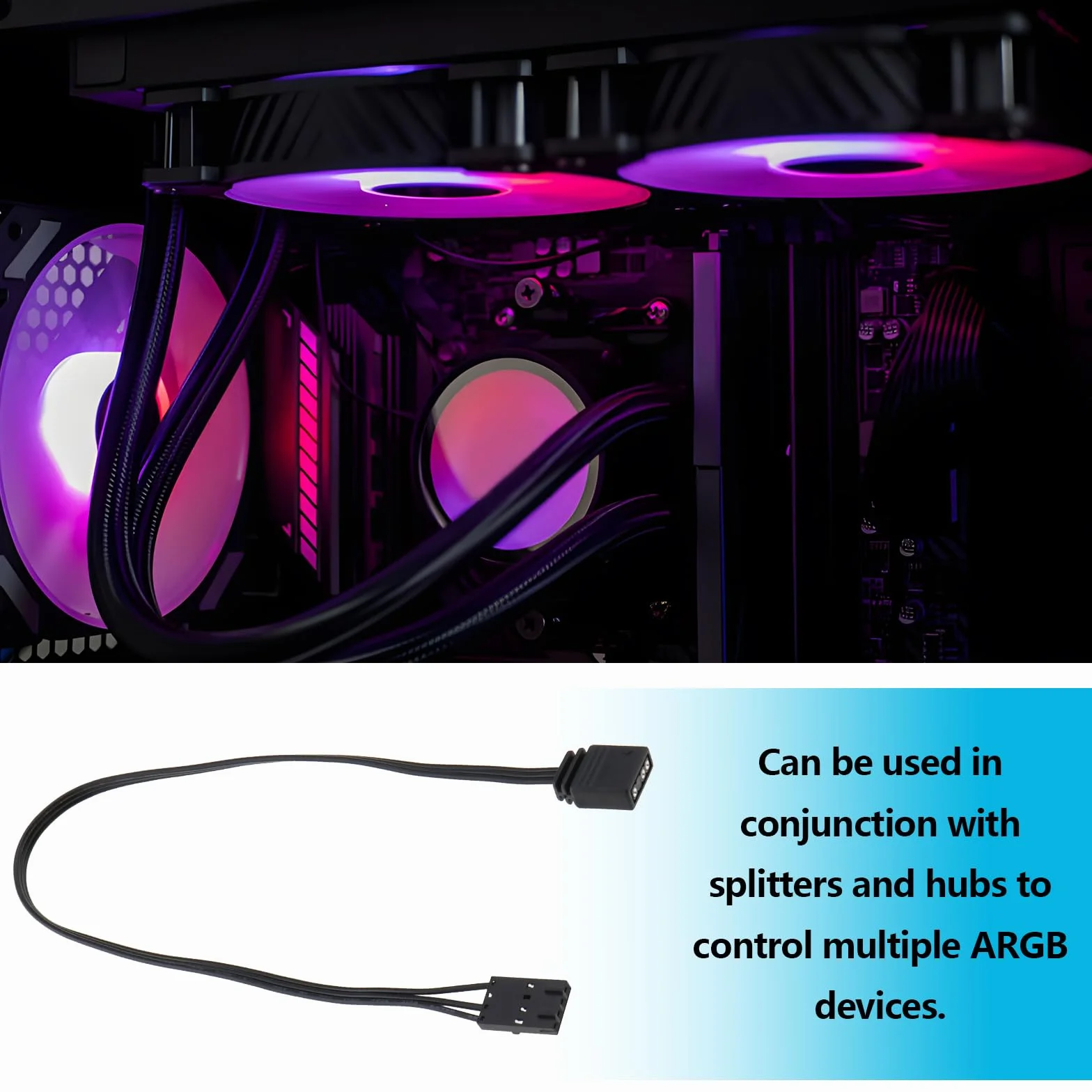 2 x 25 cm 4-biegunowy RGB na standardowy 5 V 3-biegunowy ARGB adapter-złącze, kompatybilny z adapterem kontrolera Pirate Ship QL LL120 ICUE Shenguang Sync