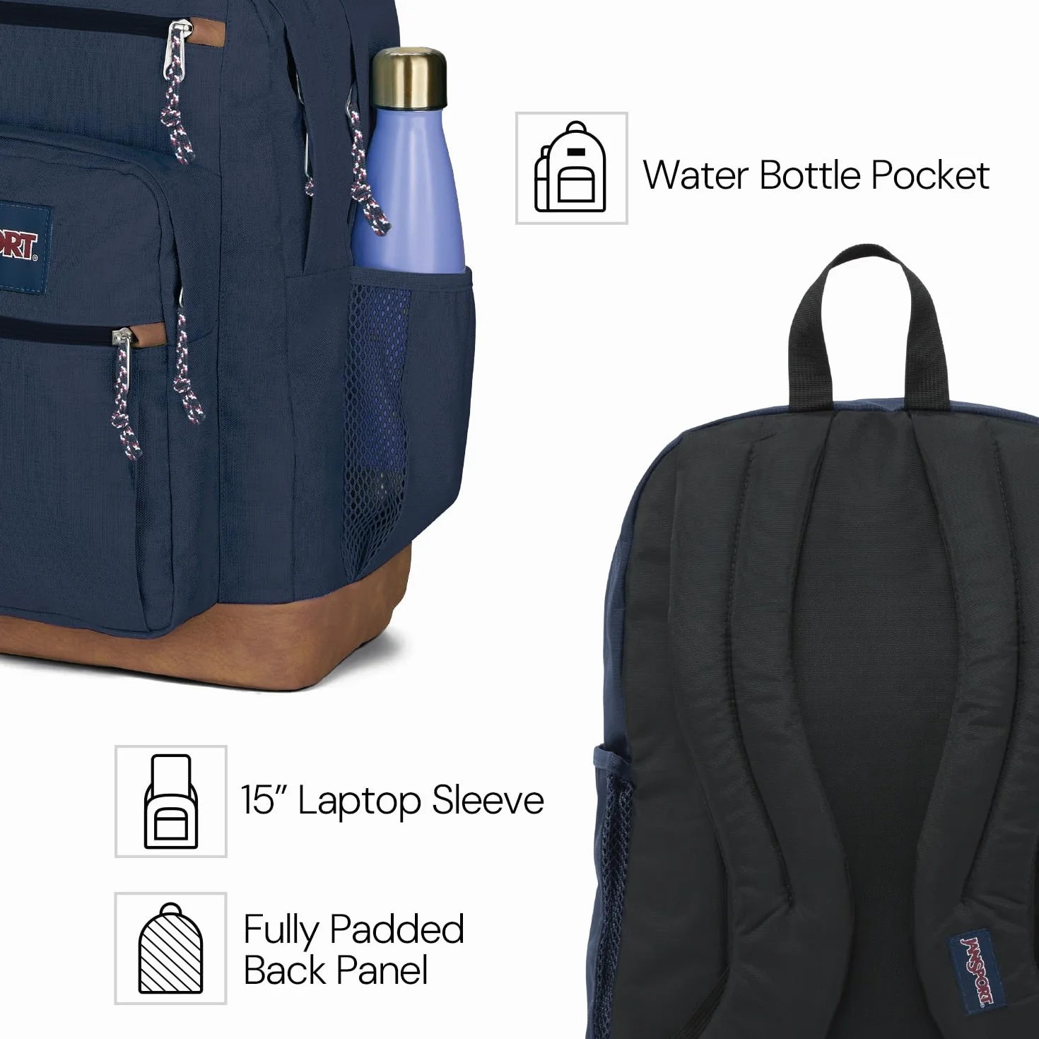 JanSport Fajny plecak z pokrowcem na laptopa 38.1 cm, duża torba na komputer z 2 przegródkami, ergonomiczne paski