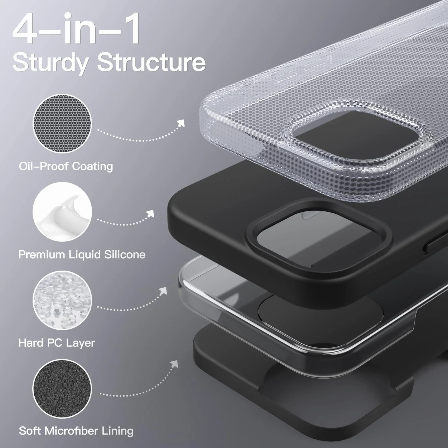 JETech Etui iPhone 14 6,1 Cala Silikonowe Odporny na Wstrząsy Czarny