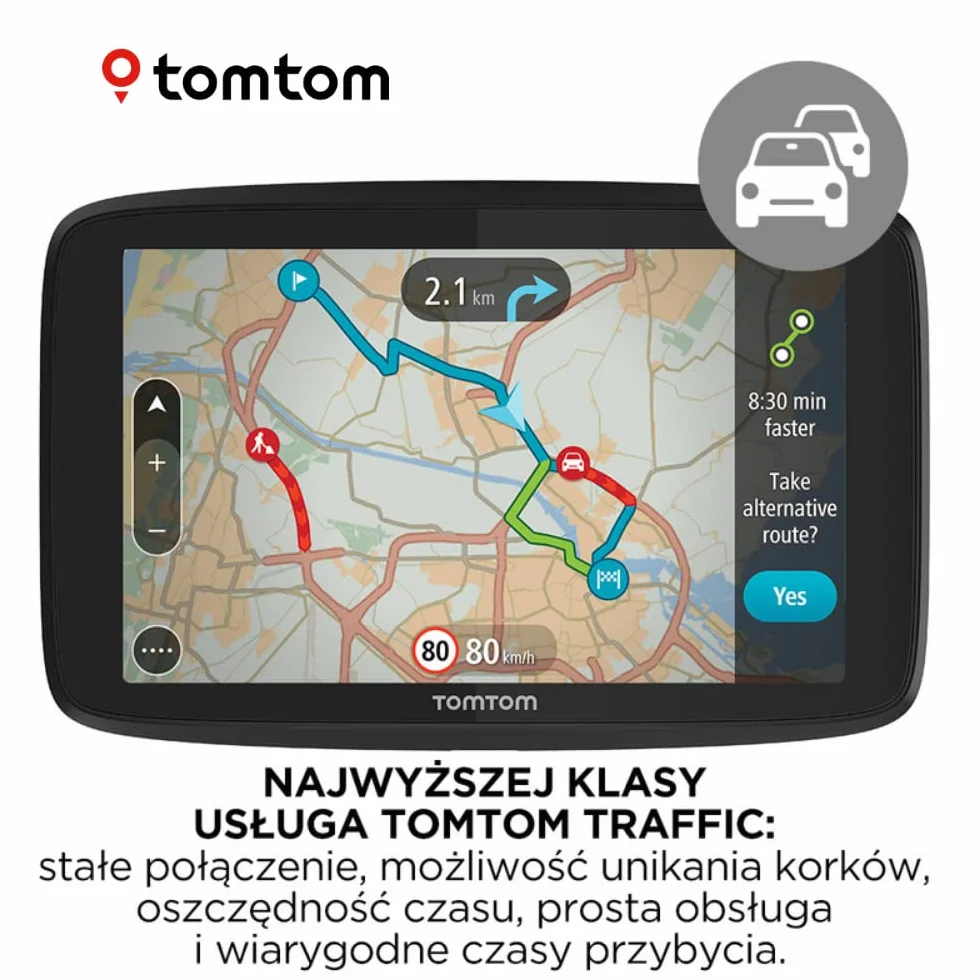 TomTom GO Essential 6 Nawigacja GPS z ekranem 5 cali, (tryb głośnomówiący, Siri, Google Now, Wi-Fi, TomTom Traffic przez smartfon, wiadomościami ze smartfonu)