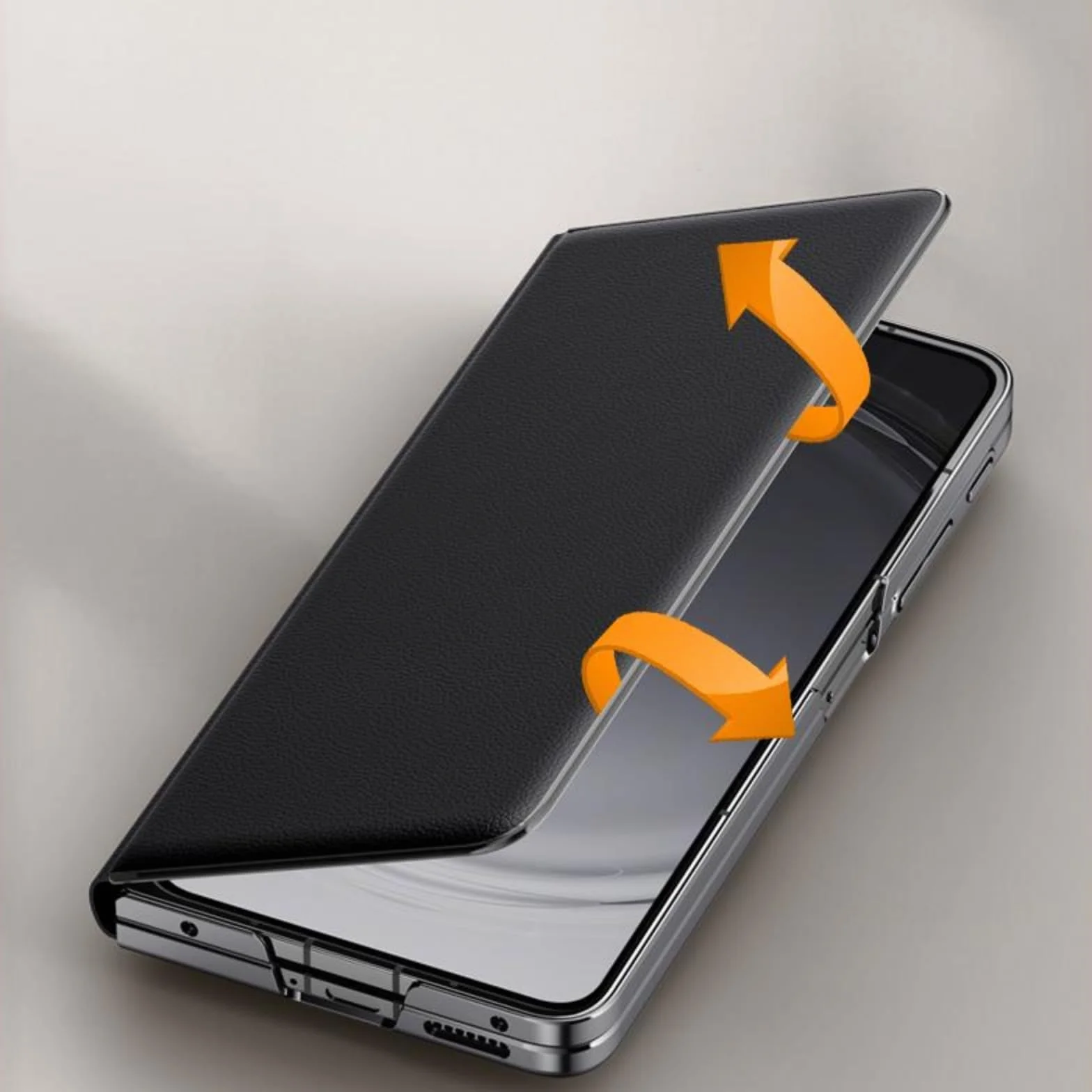 Find N6 etui na telefon komórkowy z klapką magnetyczną ze skóry + stojak na obiektyw + View Window, etui z klapką Folio do Oppo Find N6(3)