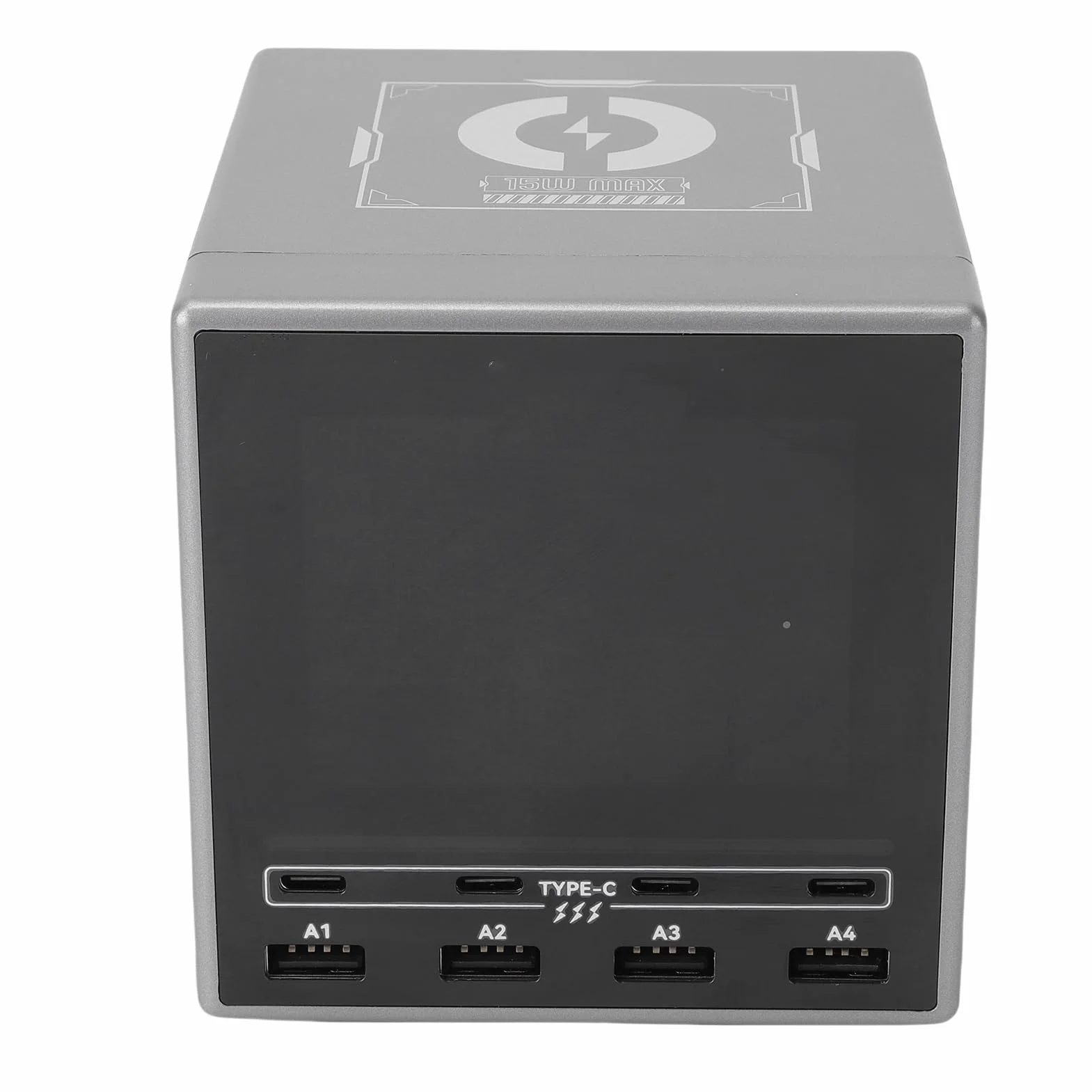 Ausla Bezprzewodowa Stacja ładująca USB PC ABS 140 W USB C PD Hub ładowarki z bezprzewodową podkładką 15 W Wyświetlacz LCD 8 Portów Szybkie ładowanie na Biurko Home Office Laptop Tablet Telefon