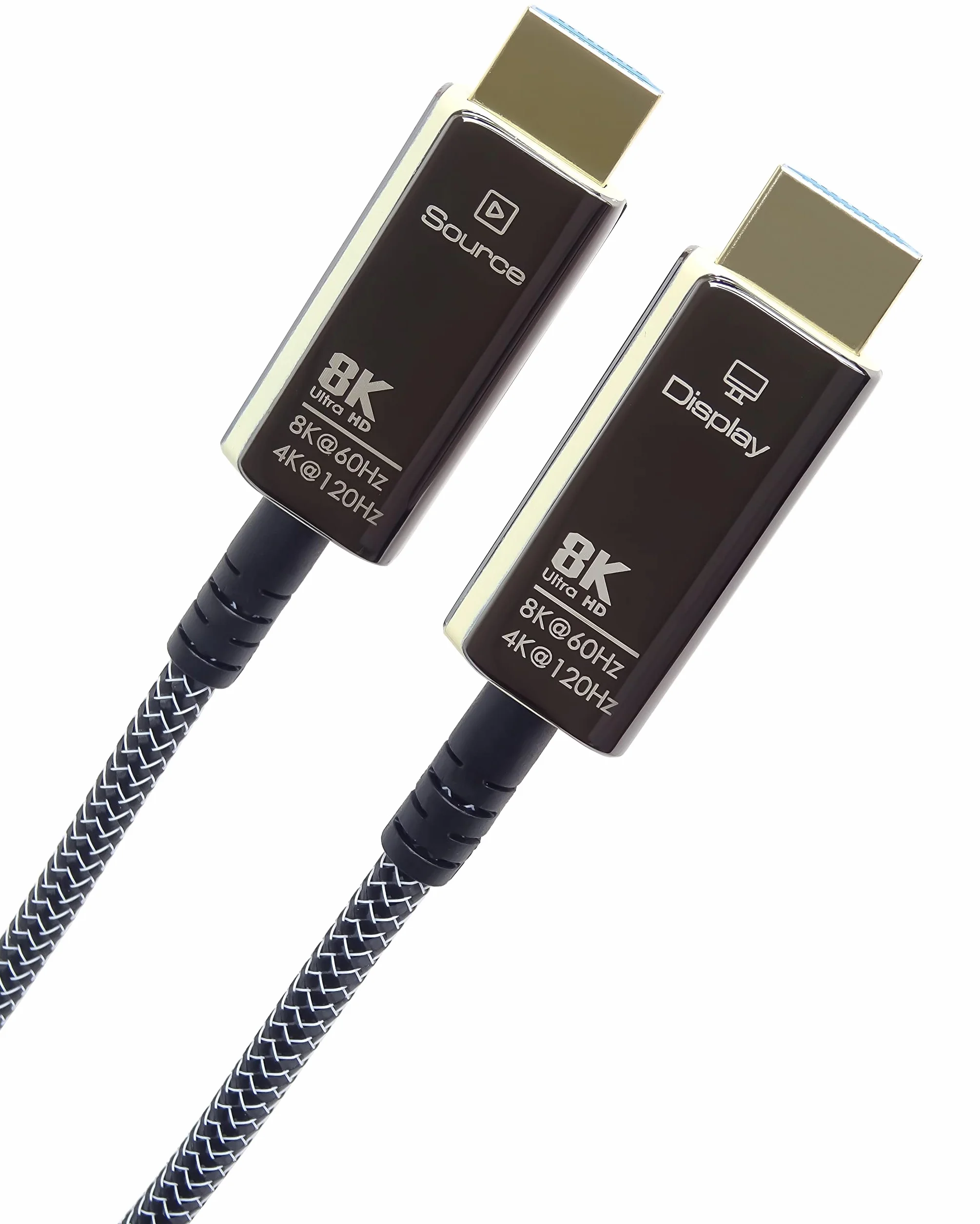PREMIUMCORD 8K Aktywny Kabel Światłowodowy HDMI 2.1, Ultra High Speed 48 Gbit/s, 3D, EDID, ARC, HDR, Resolution 8K@60Hz 4320p, 4K@120Hz, Kompatybilny z PS5, Xbox X, PC, TV, Spłaty złota, Długość 10 m