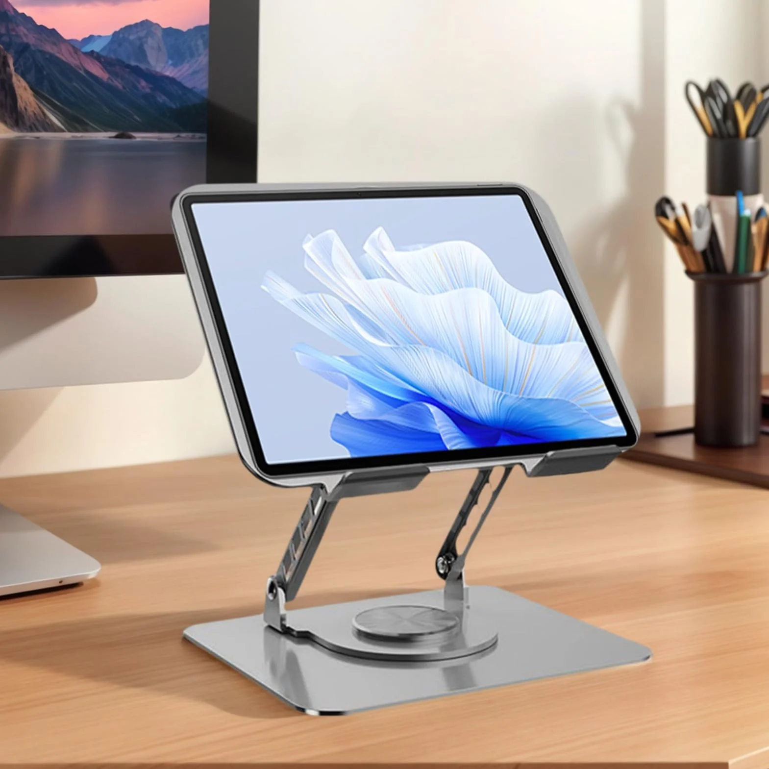na laptop do biurka Chłodzący składany uchwyt na notebook | Obrotowa Podstawka Pod Laptop Na Biurko Podwyższacz do sypialni, salonu, biura, biurka, podróży, pracy, biznesu, dla