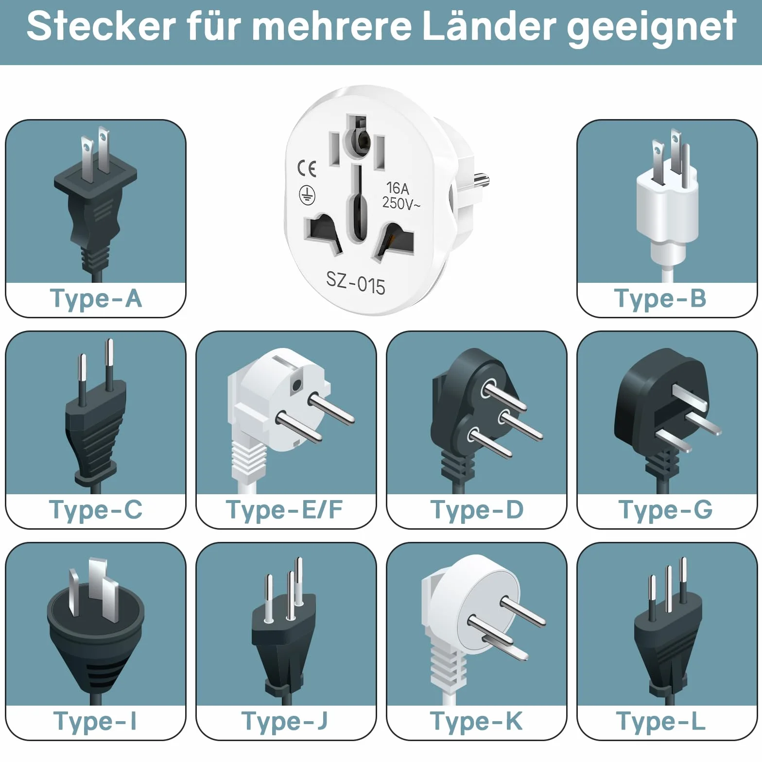 VIEVRE 4 sztuki uniwersalne adaptery do gniazdka, adapter wtyczki Chiny na Europę, uniwersalny adapter do Europy, USA, UK, Tajlandia, Szwajcaria, Chiny, Włochy