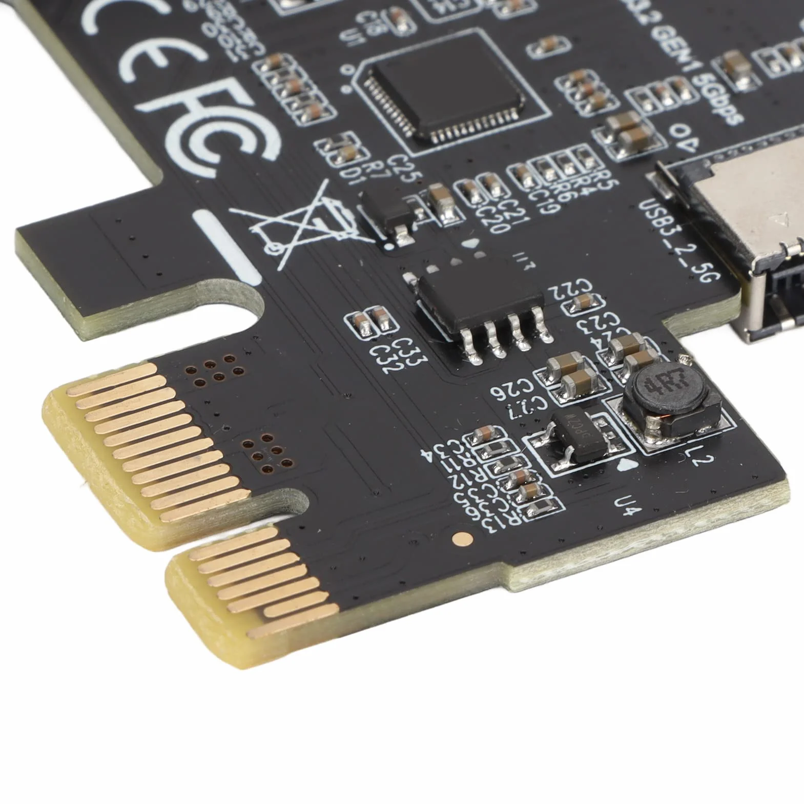 Karta Rozszerzeń PCI-E na USB 3.2 Gen1 USB C 5 Gb/s Adapter Panel Przedni Czarny
